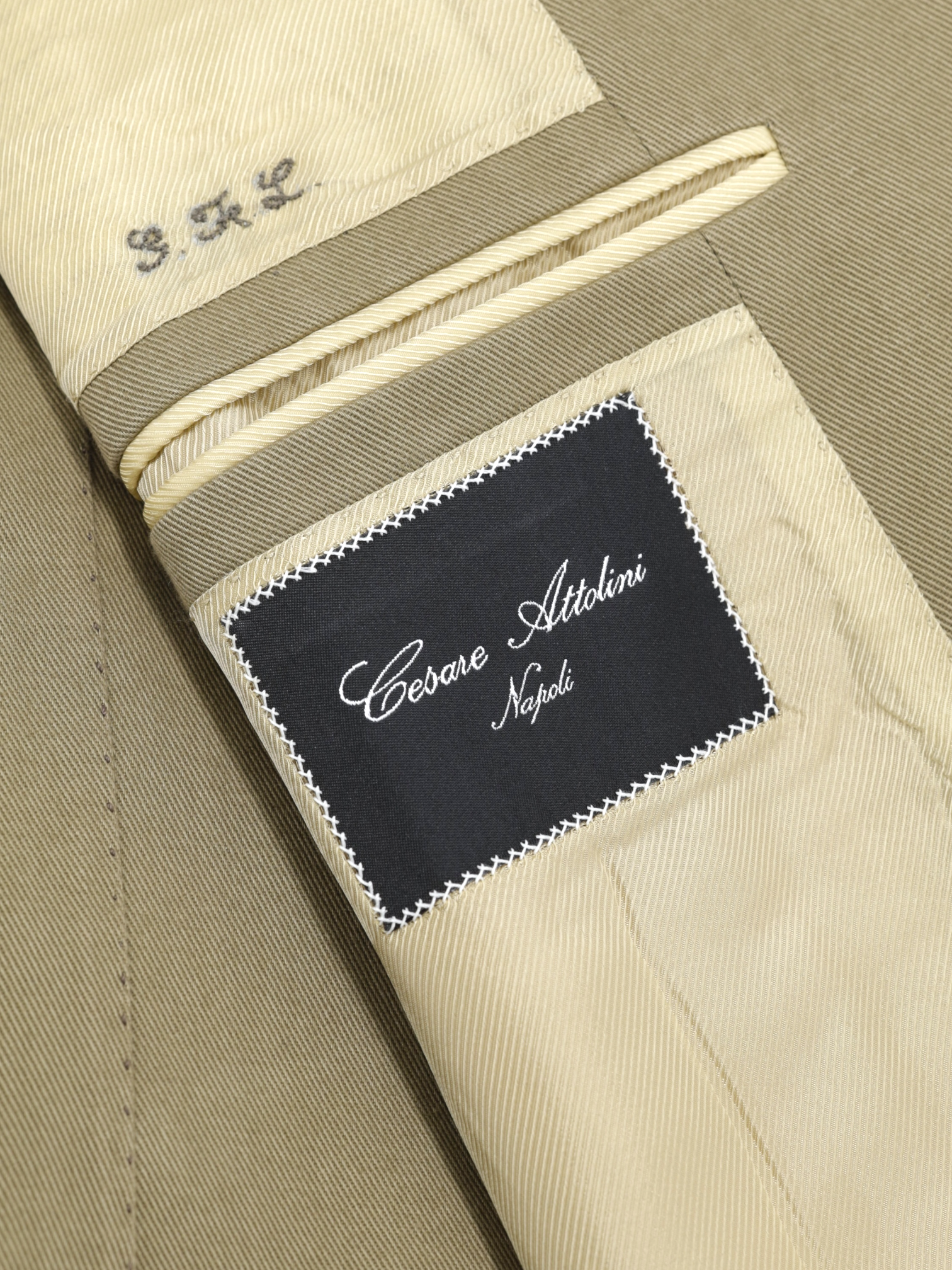 Cesare Attolini Khaki Pure Cotton Twill Jacket