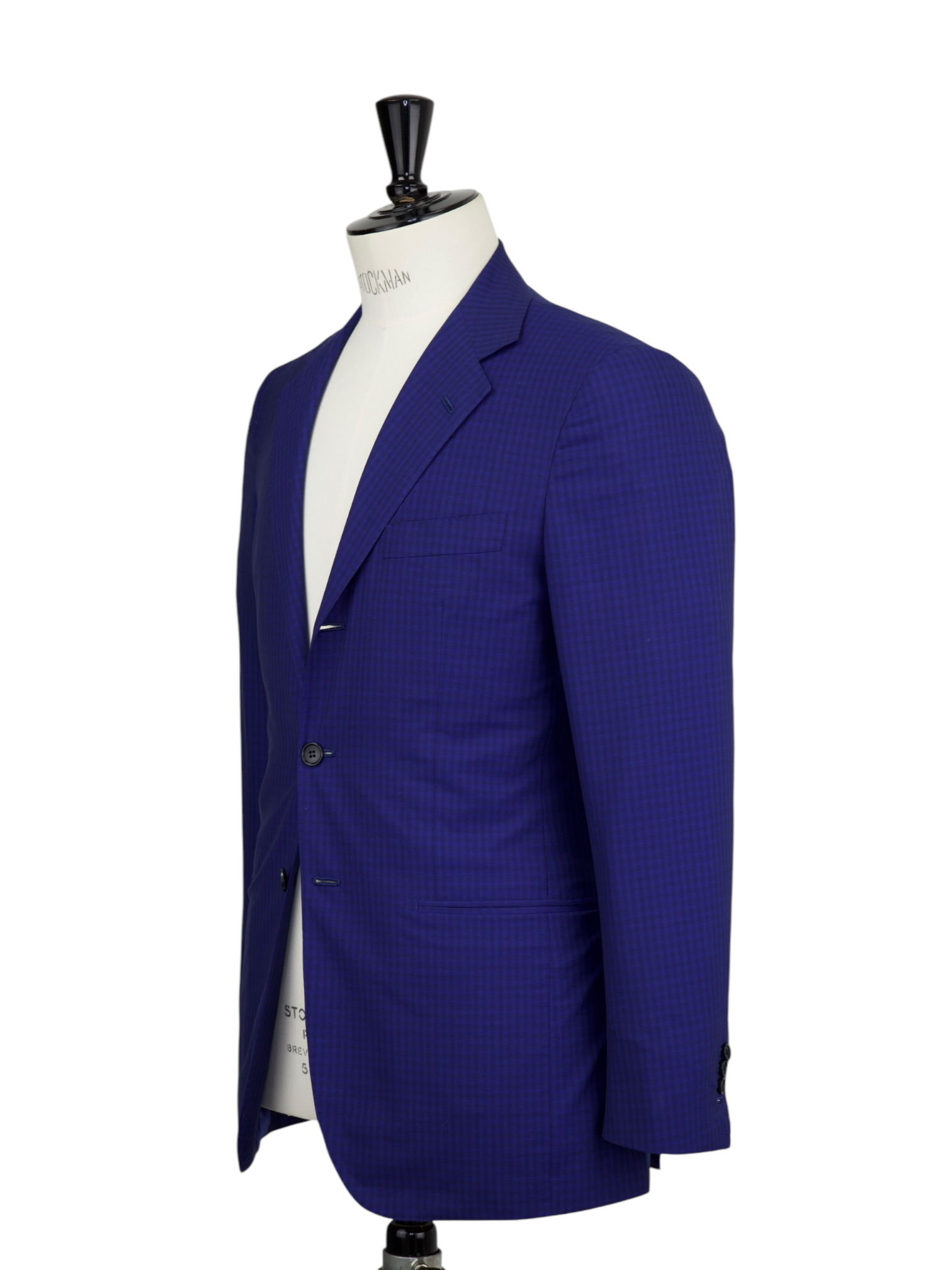 Kiton Bright Blue Fine Wool Gingham Check Suit