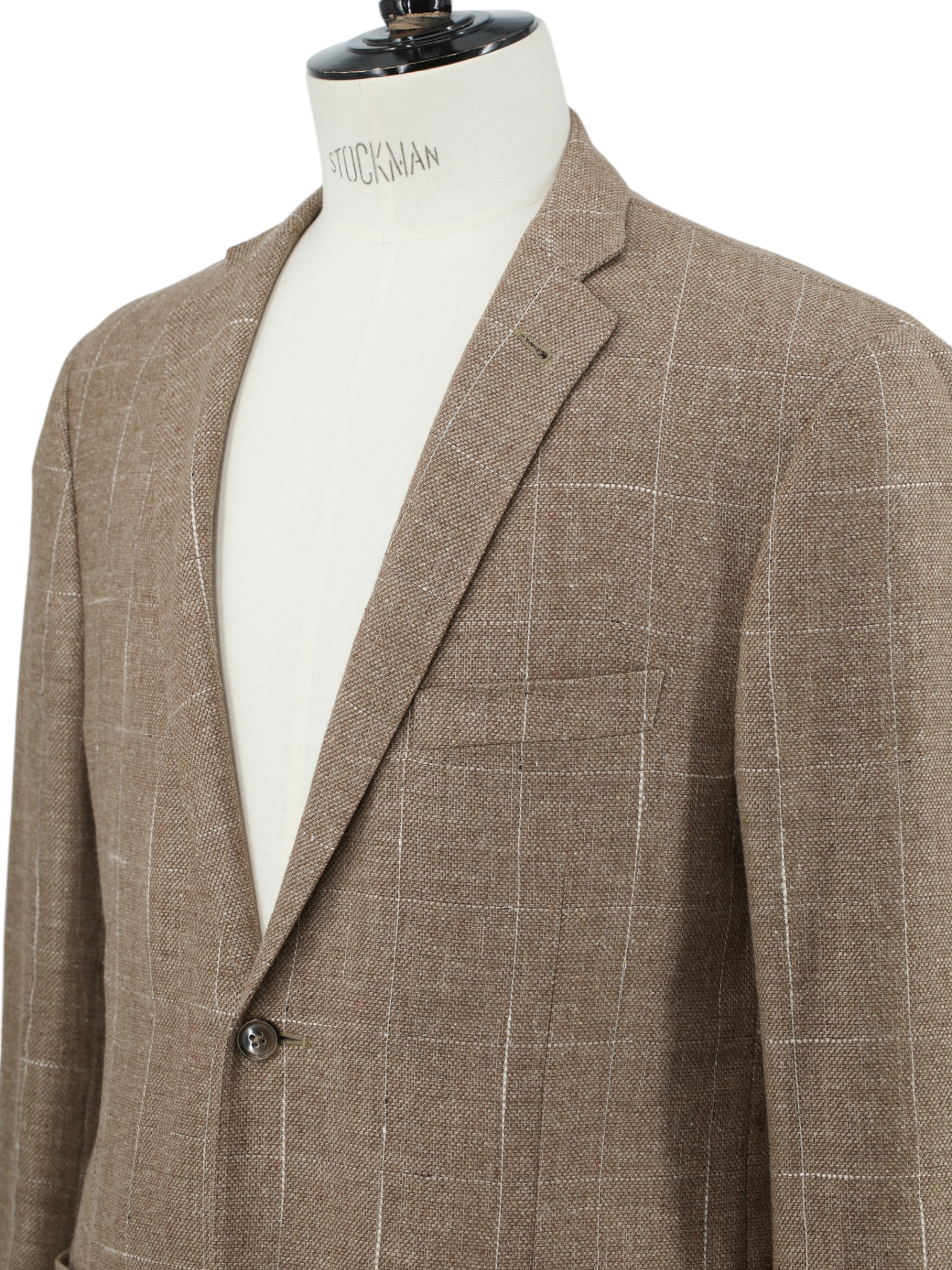 Corneliani Light Brown Wool, Silk & Linen Windowpane Gate Jacket