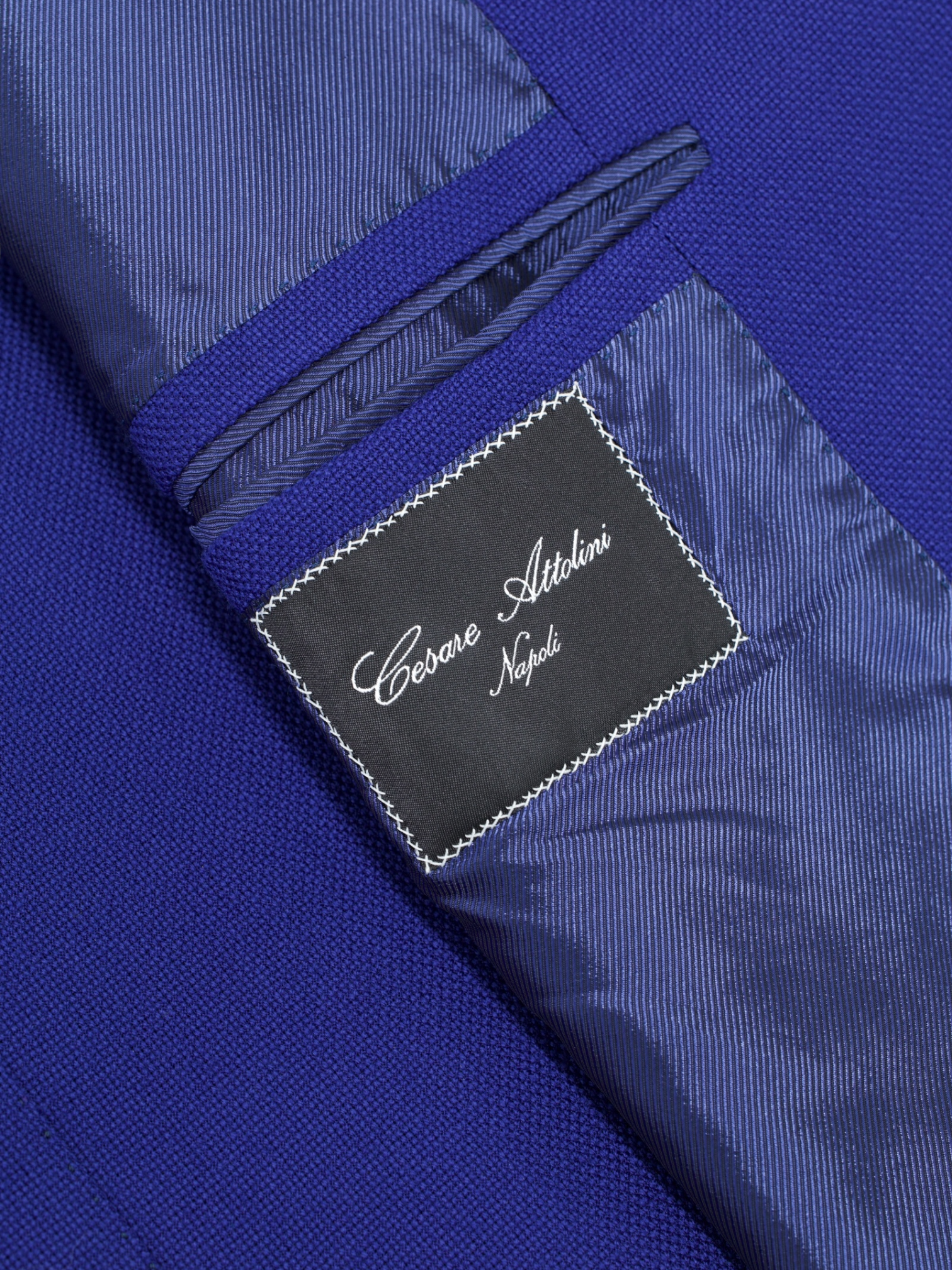 Cesare Attolini Cobalt Blue Wool, Lambswool & Silk Plain-Weave Jacket