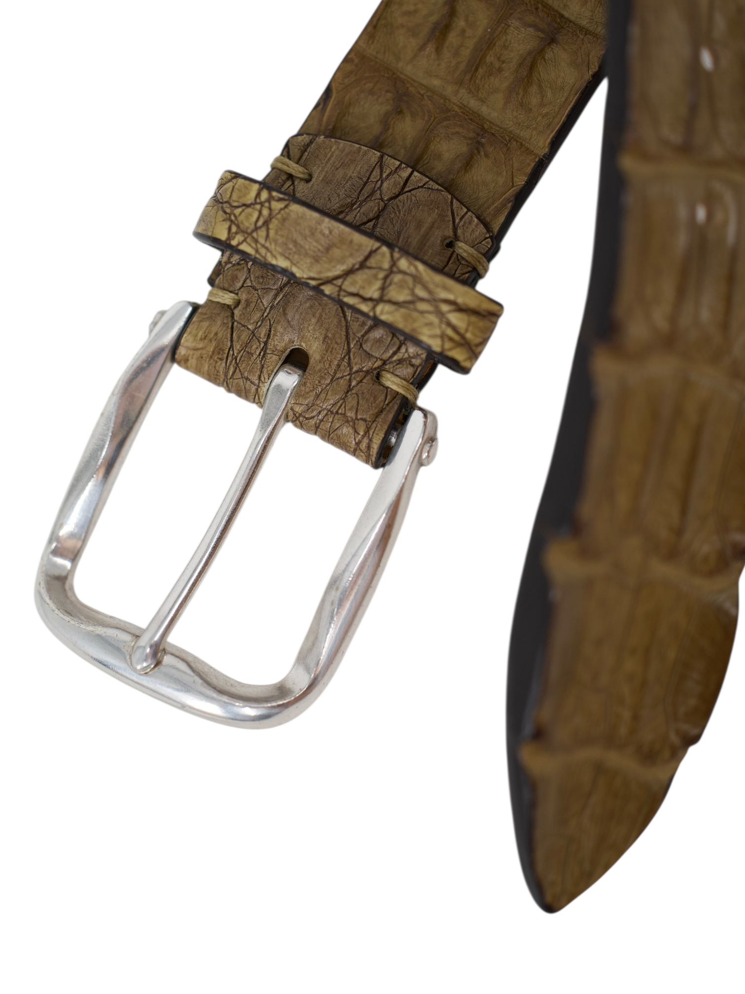 D'Amico Light Brown Genuine Crocodile Leather Belt