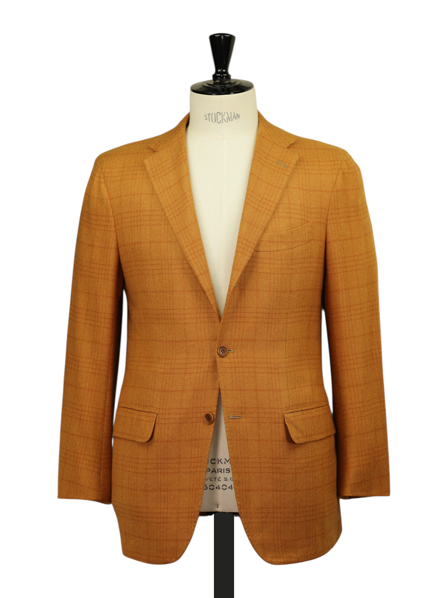 Kiton Sunset Orange Plushy-Cashmere Windowpane Jacket