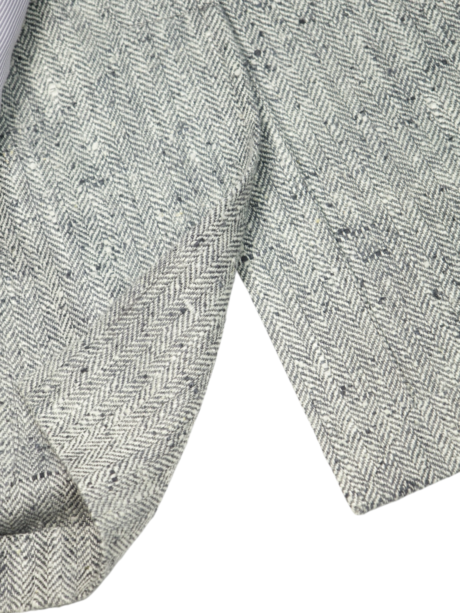 Brioni Light Grey Silk & Linen Donegal Tweed Herringbone Jacket