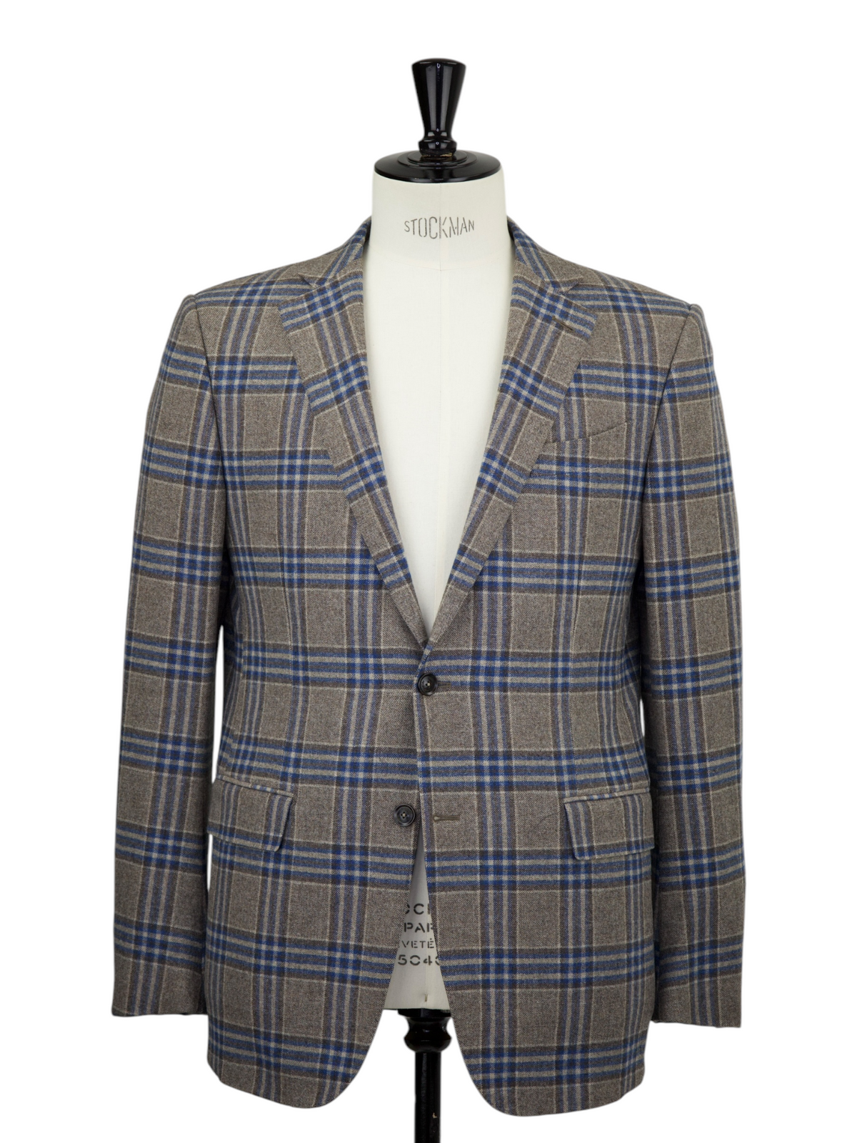 Ermenegildo Zegna Light Brown & Royal Blue Trofeo Wool & Cashmere Glen