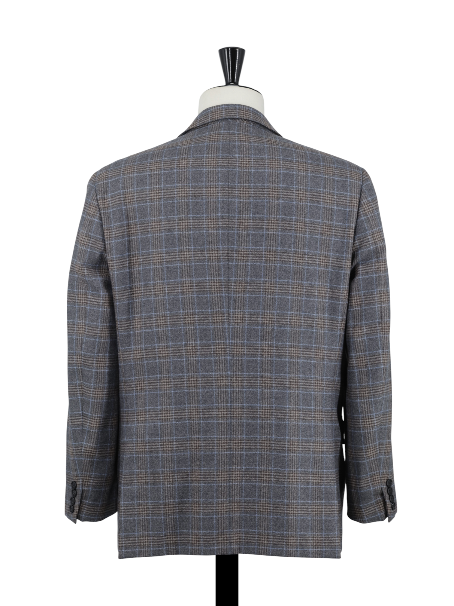 Corneliani Brown & Light Blue Wool-Flannel Overcheck Jacket
