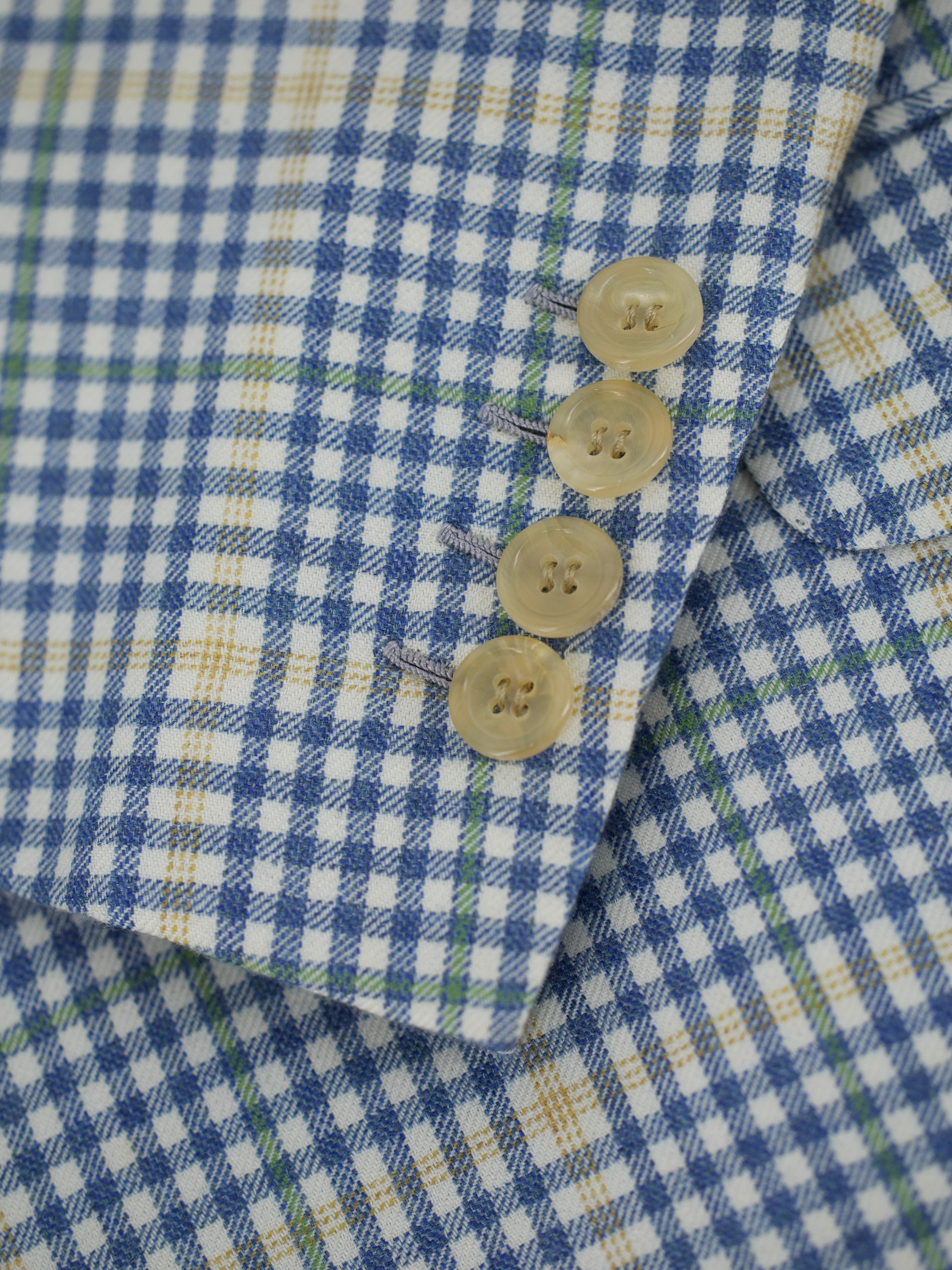 Brioni Light Blue & Yellow Cashmere & Silk Overcheck "Chigi" Jacket