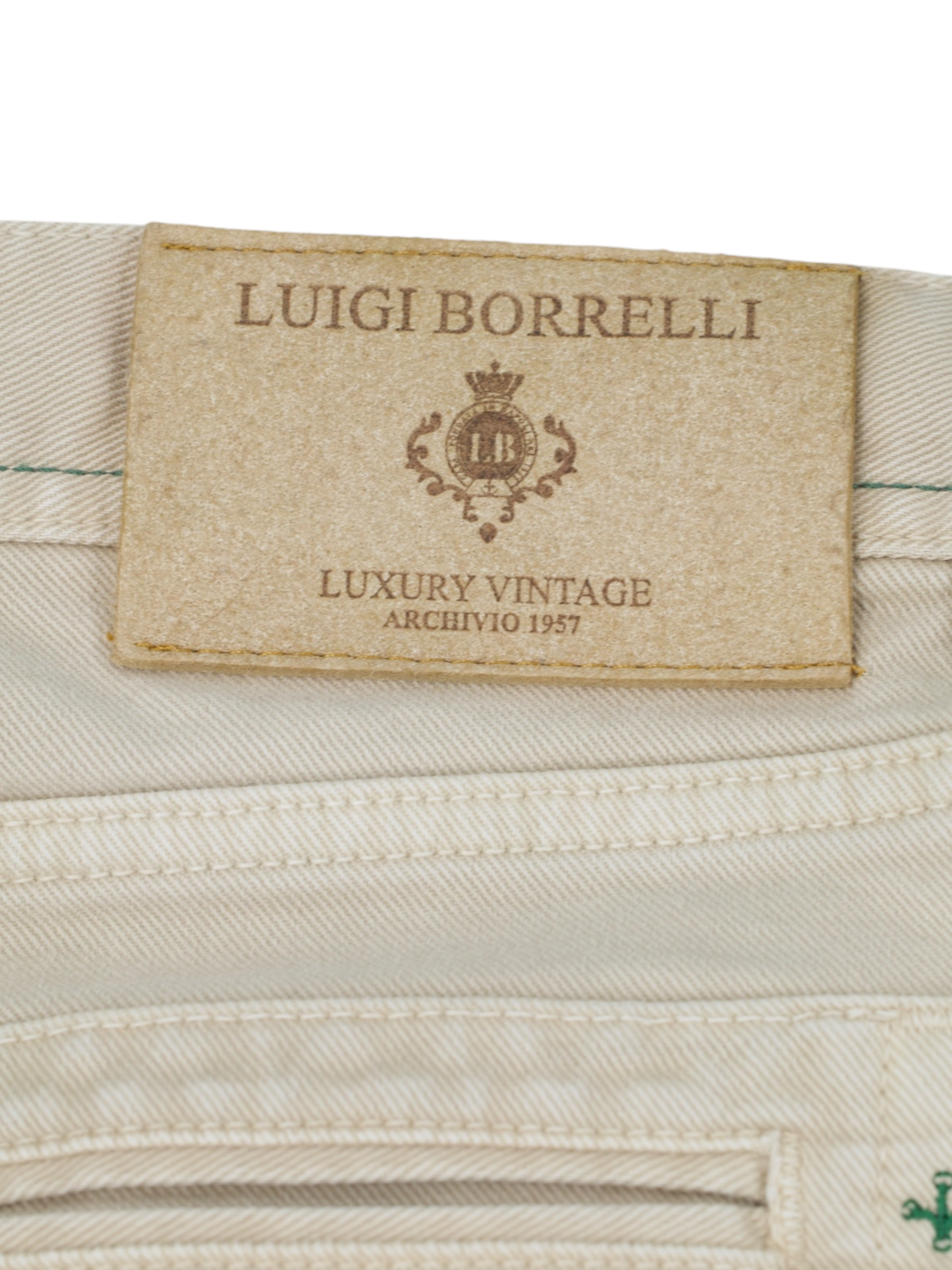 Luigi Borrelli Ecru Rough Cotton-Stretch Twill 5-Pocket Jeans