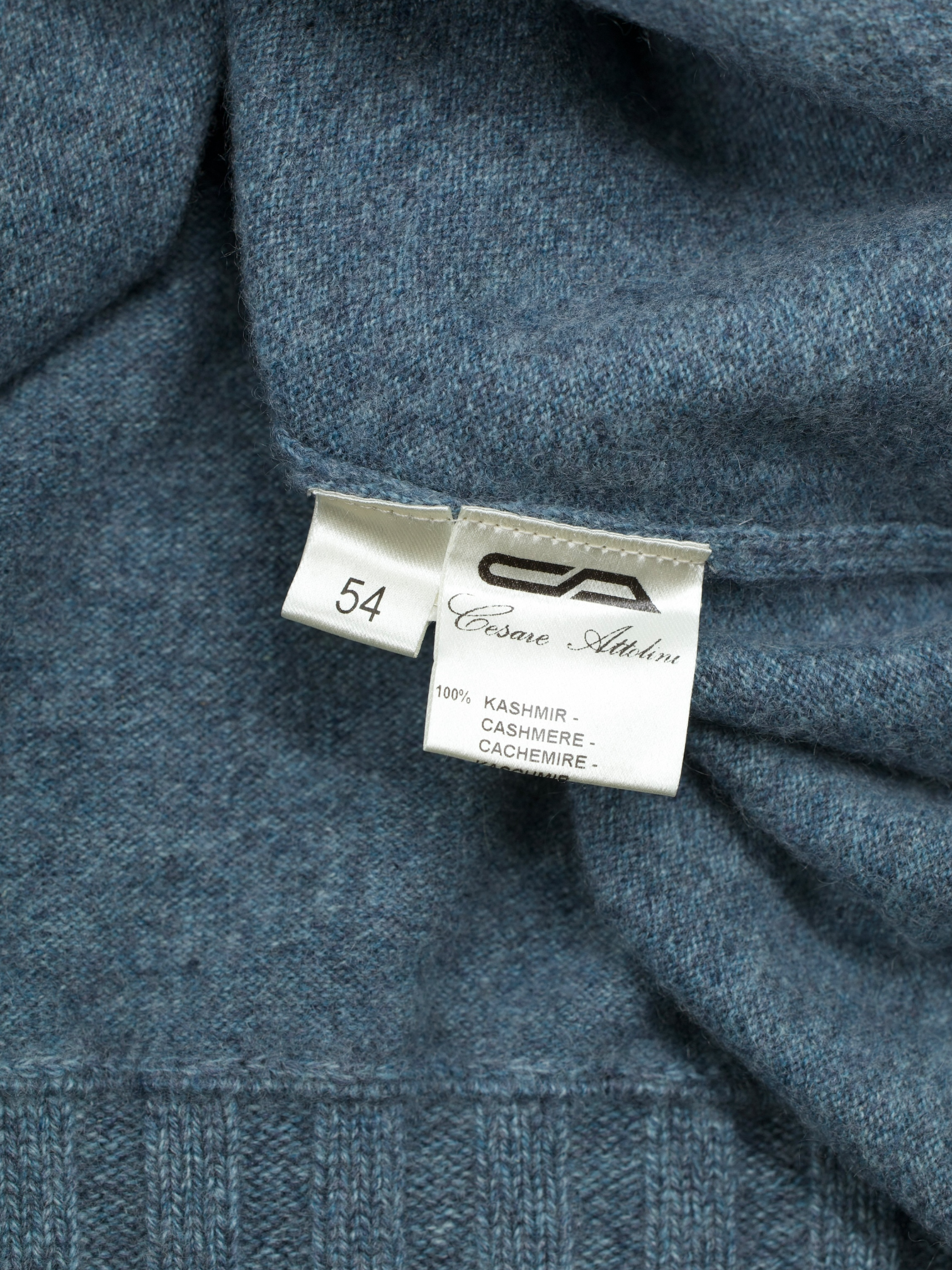 Cesare Attolini Steel Blue Duvet Cashmere Half-Zip Knitwear