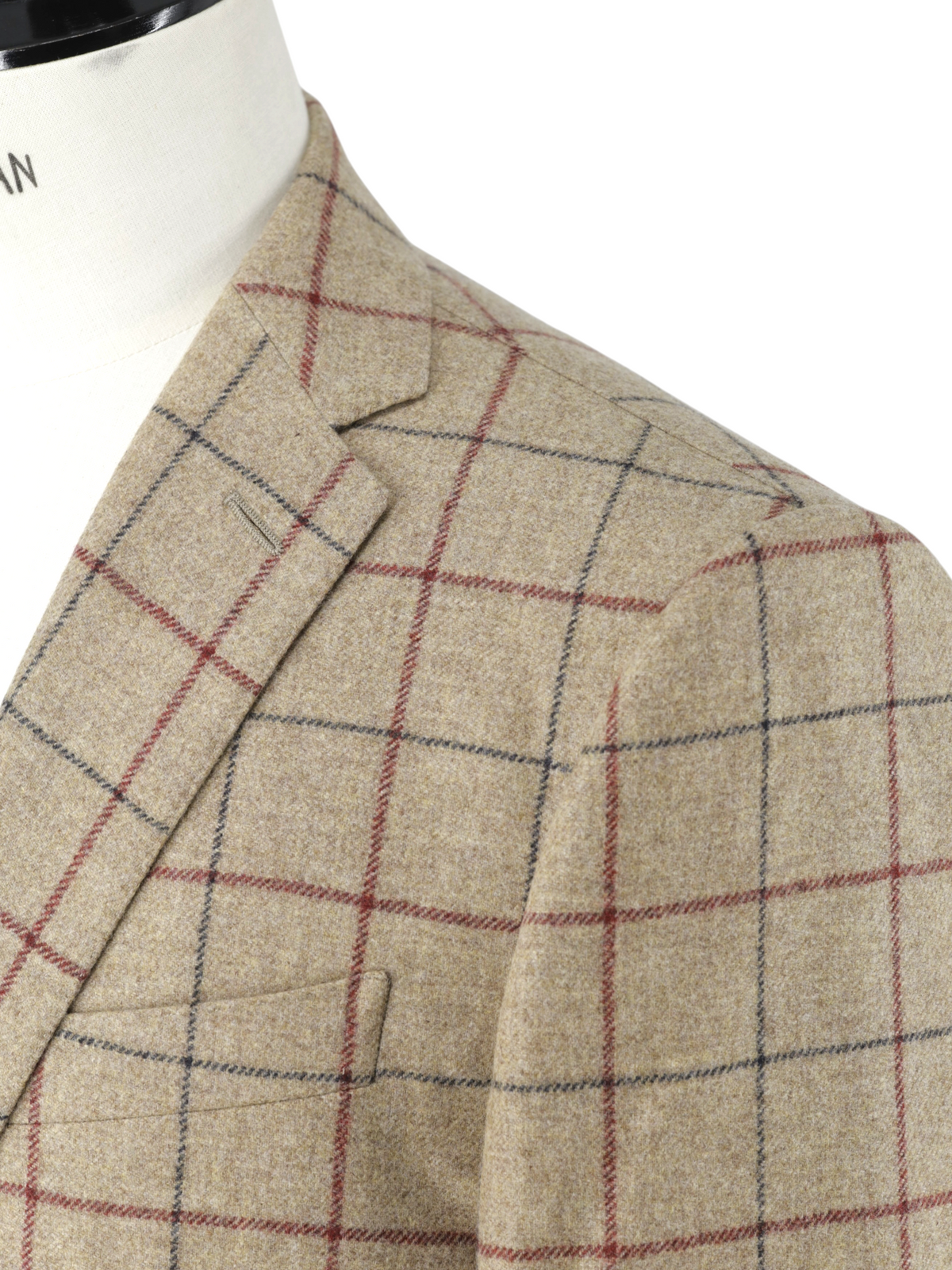 Caruso Brown & Burgundy Wool-Flannel Windowpane Jacket