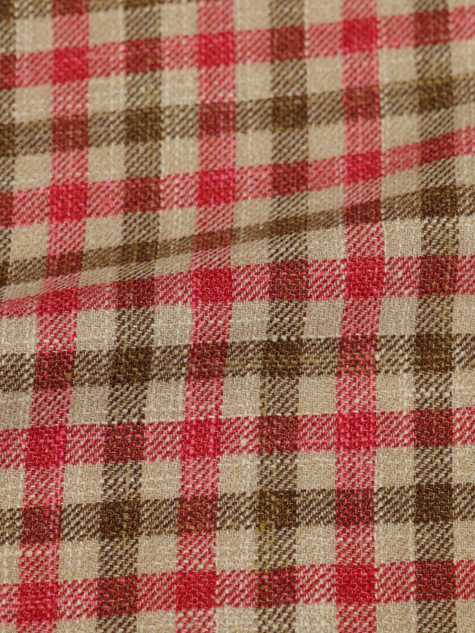 Kiton Light Brown & Coral Red Cashmere, Cotton, Silk, Virgin Wool & Stretch Gingham-Check Jacket
