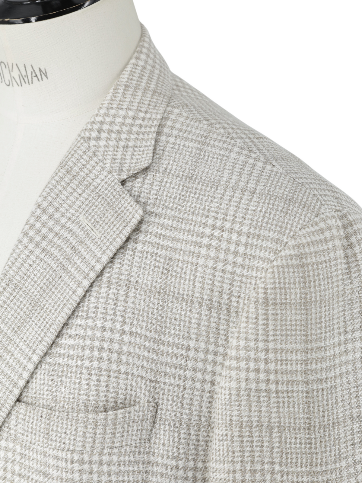Corneliani Greige Wool & Linen Prince of Wales Jacket