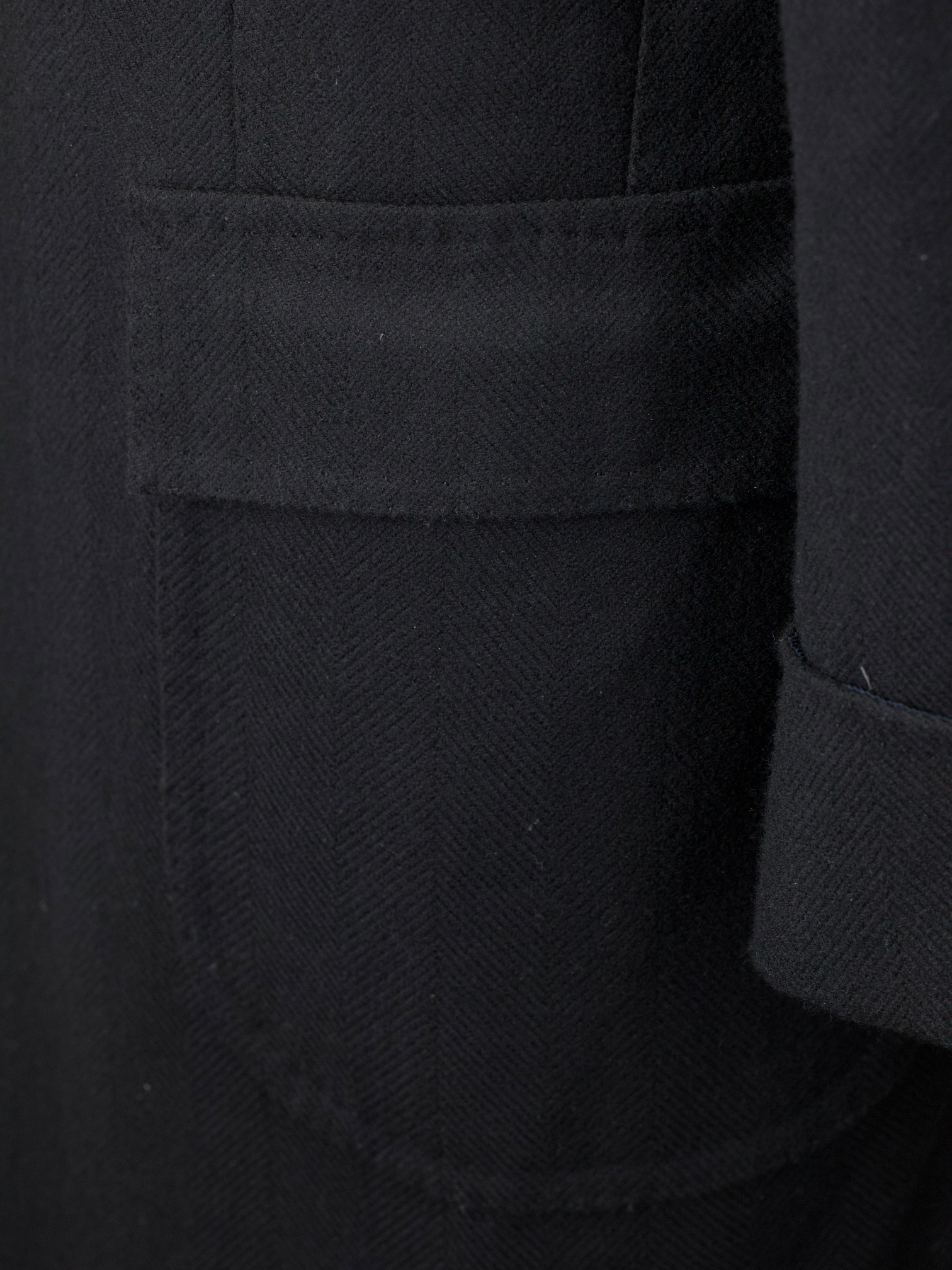 Orazio Luciano Black Virgin-Wool Herringbone Polocoat