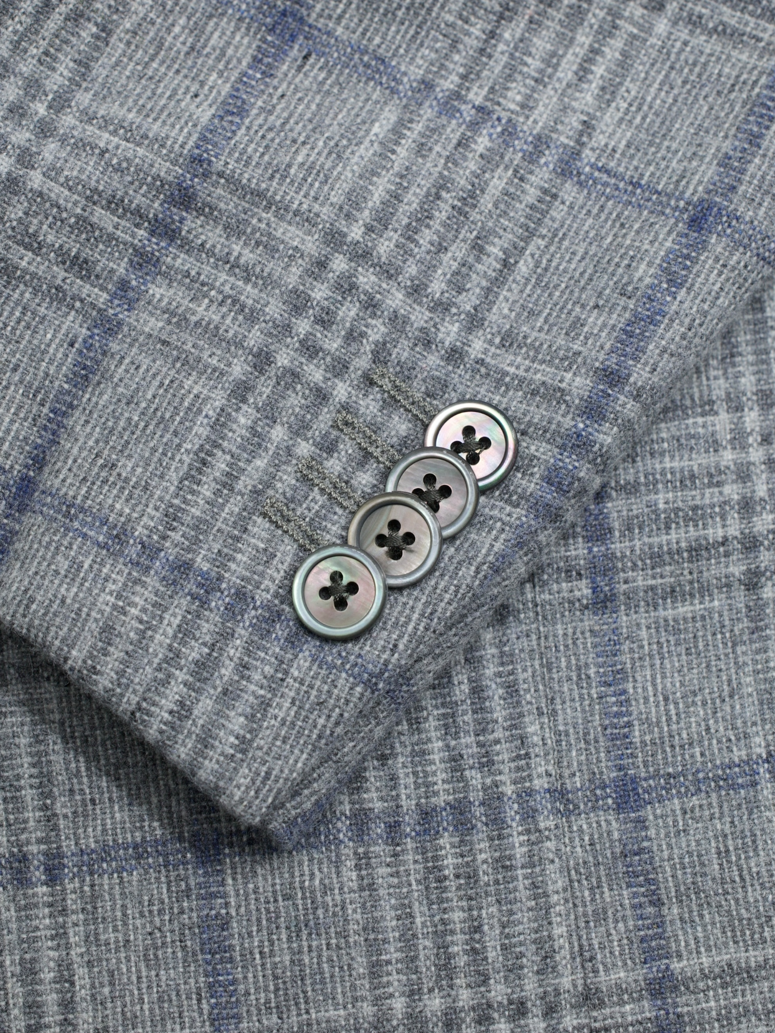 Corneliani Light Grey & Blue Wool-Cashmere Checkered Jacket