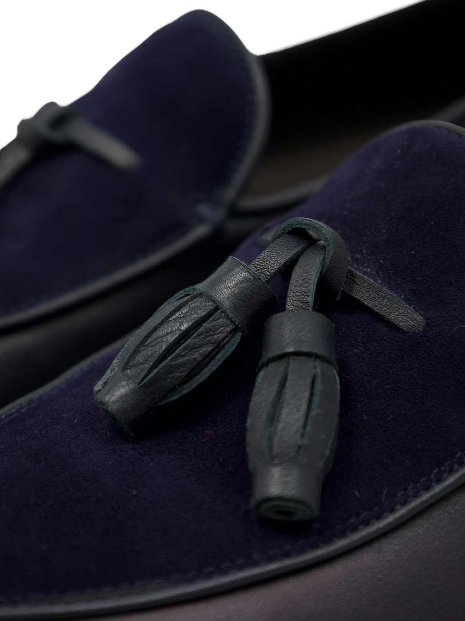 Canali Navy Calfskin & Velvet Tassel Loafer