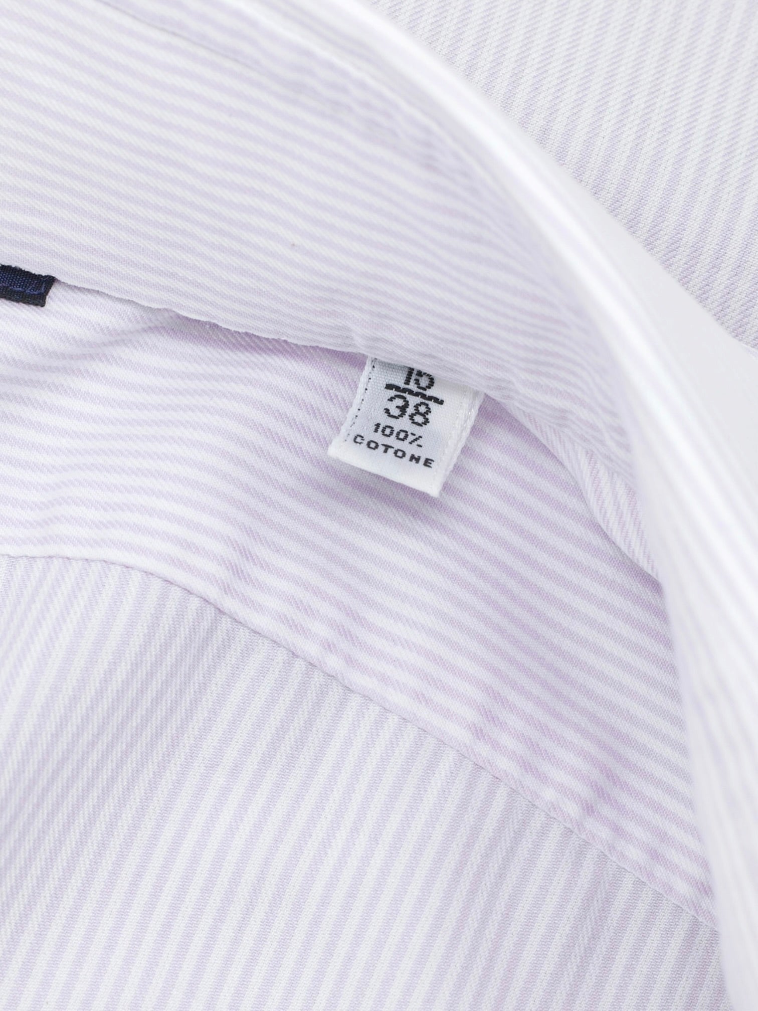 Finamore Lavender Purple & White Cotton Pinstripe Neapolitan Shirt