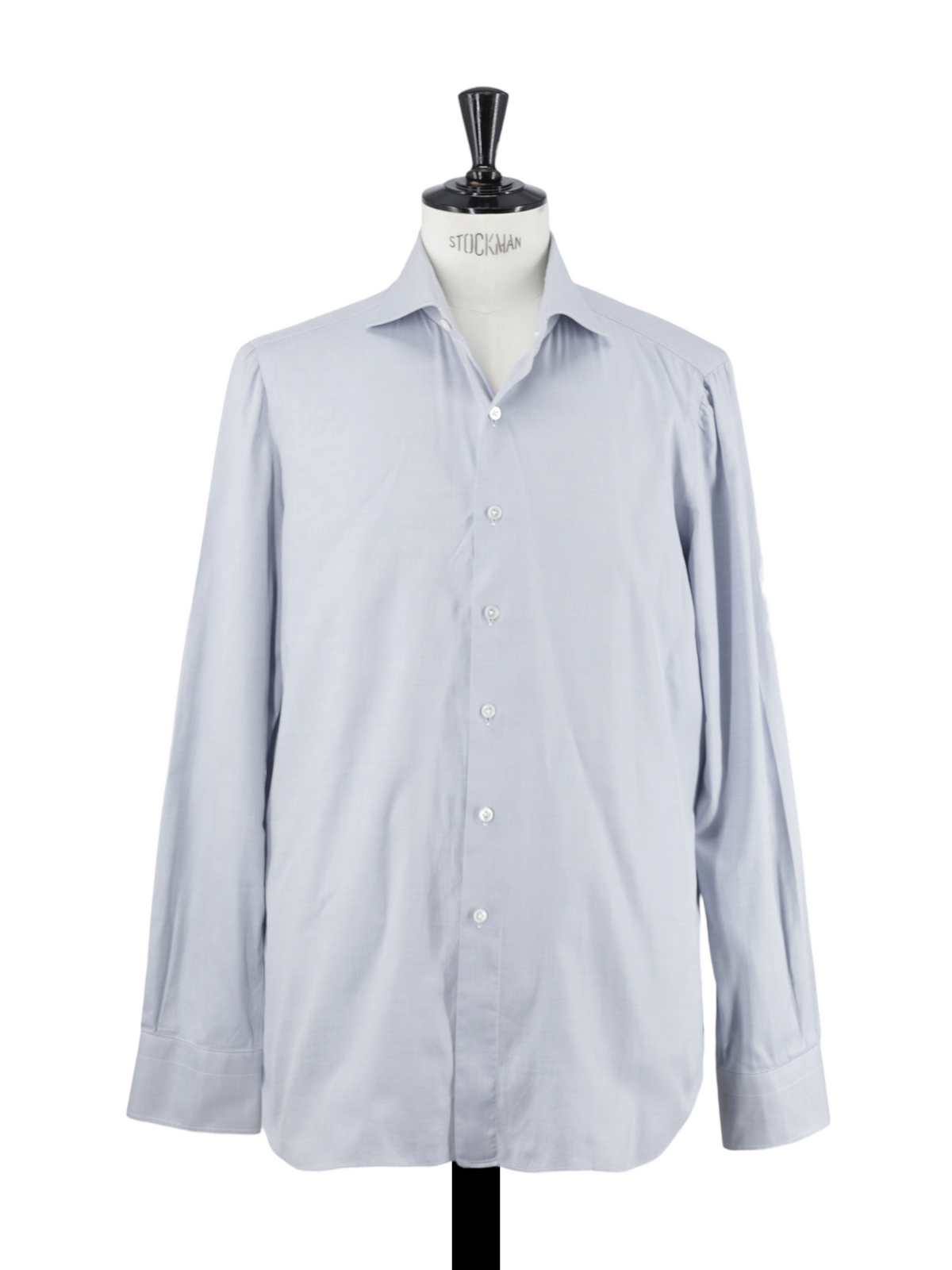 Finamore Light Grey Cotton Pinpoint Shirt
