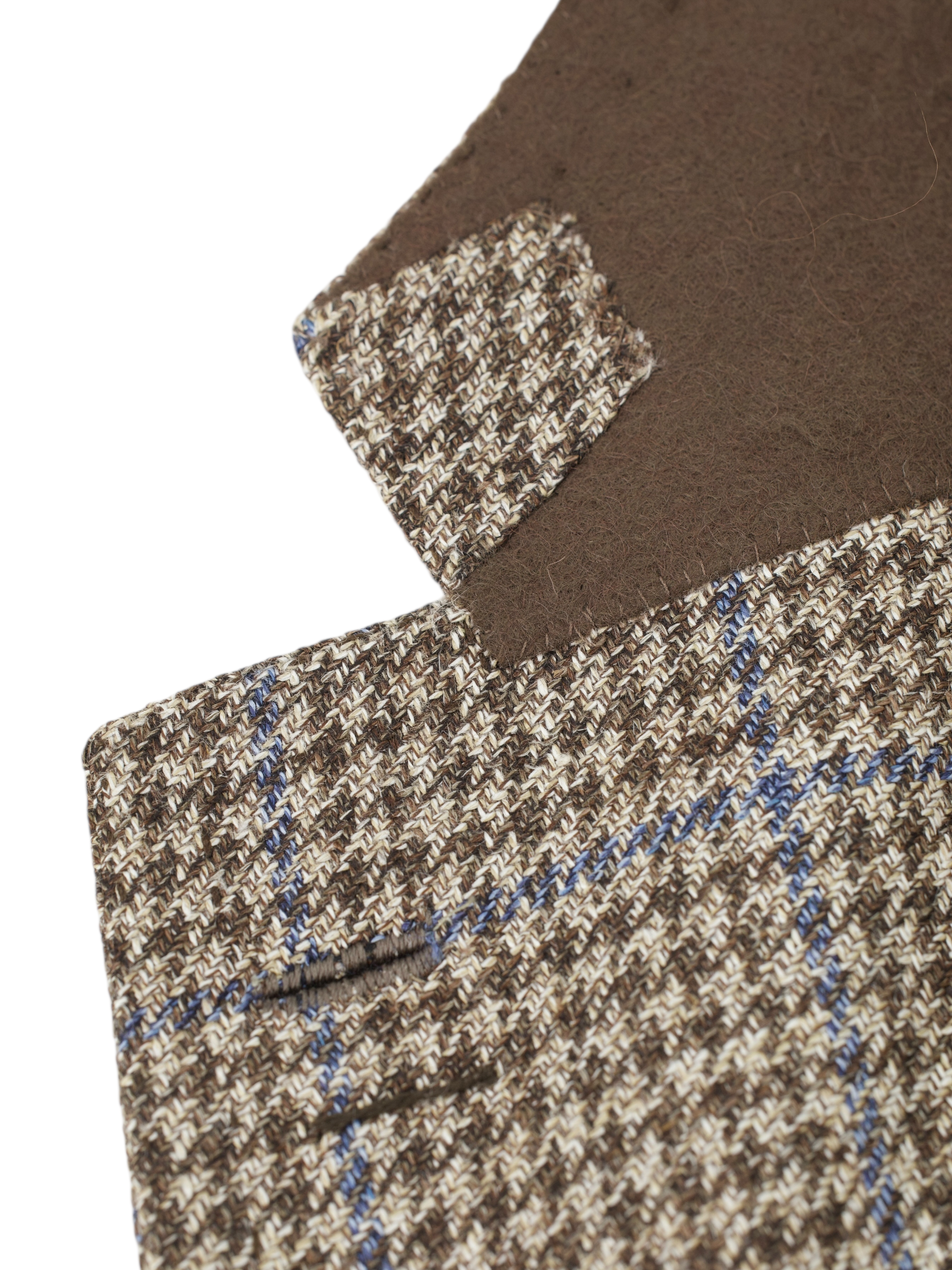Cesare Attolini Taupe & Light Blue Wool, Silk & Linen Windowpane Jacket