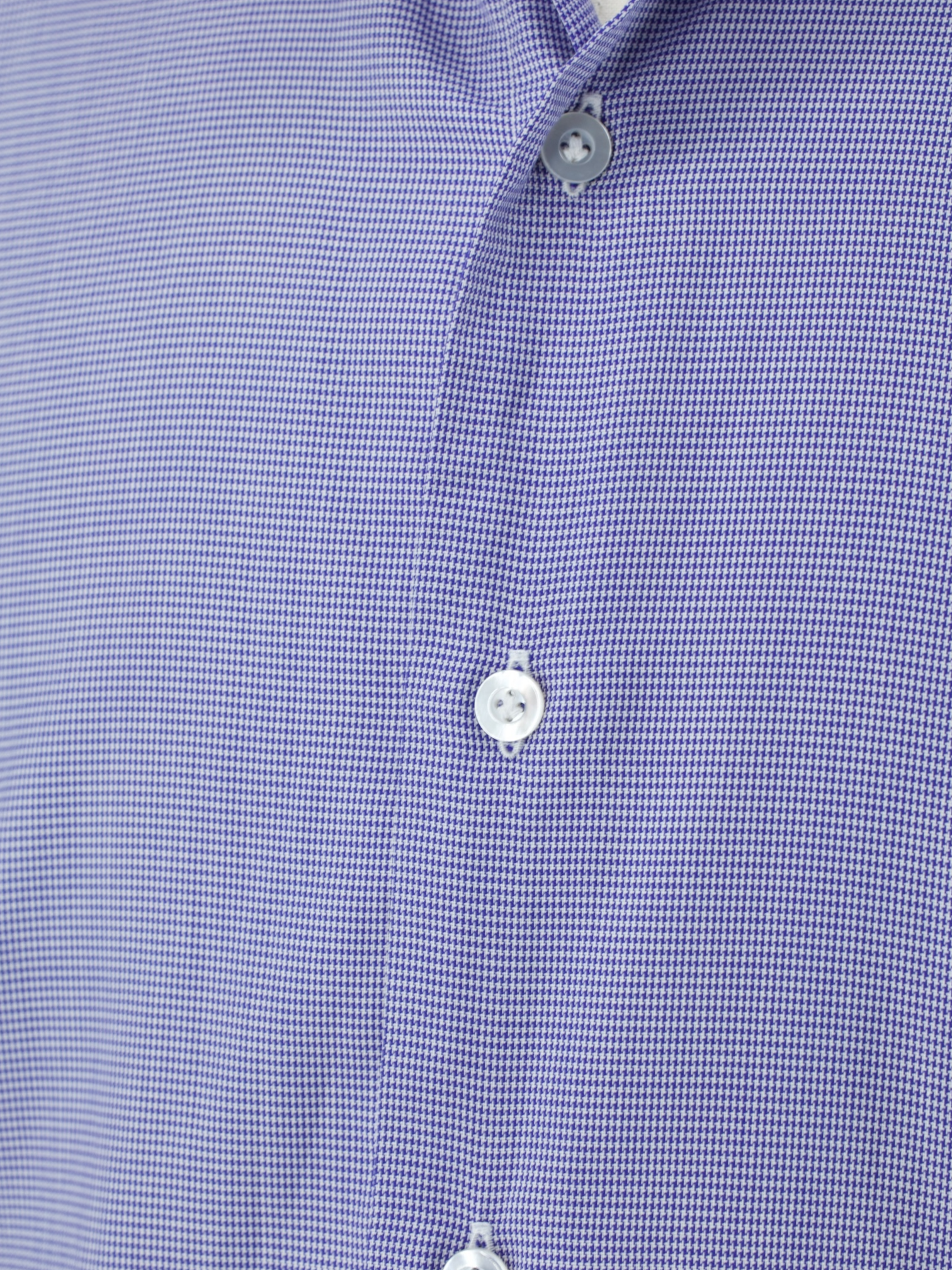 Fray Dark Blue Fine-Cotton Puppytooth Wide-Spread Collar Shirt