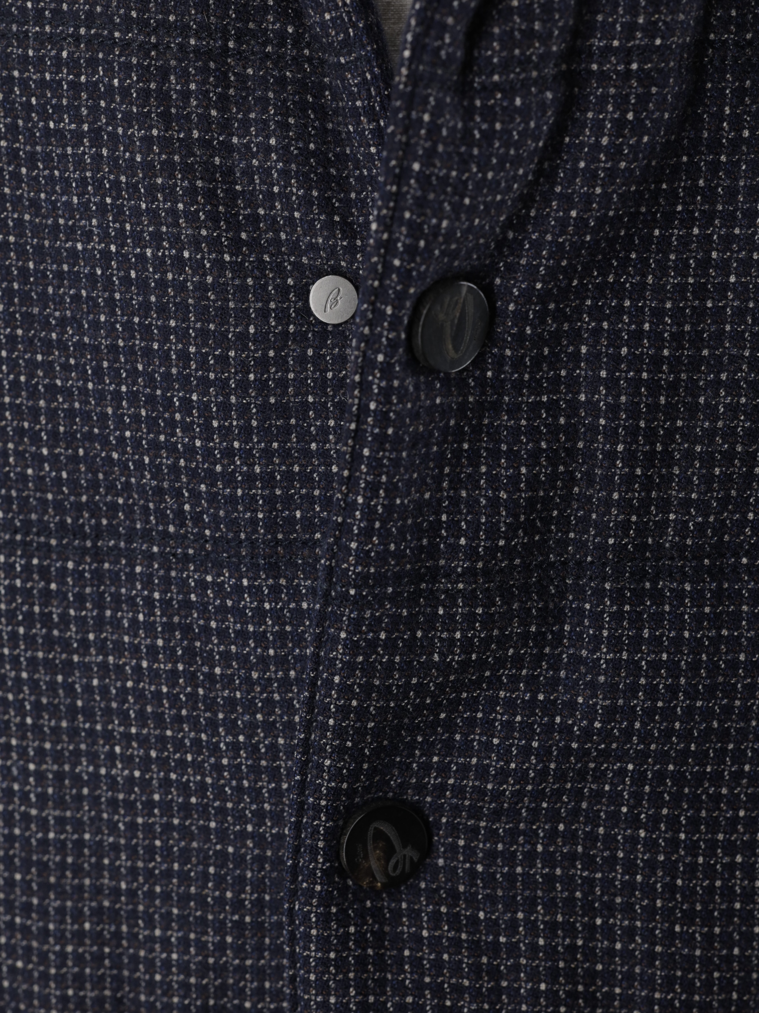 Brioni Dark Blue Wool Rain-System® Micro-Pattern Padded Jacket