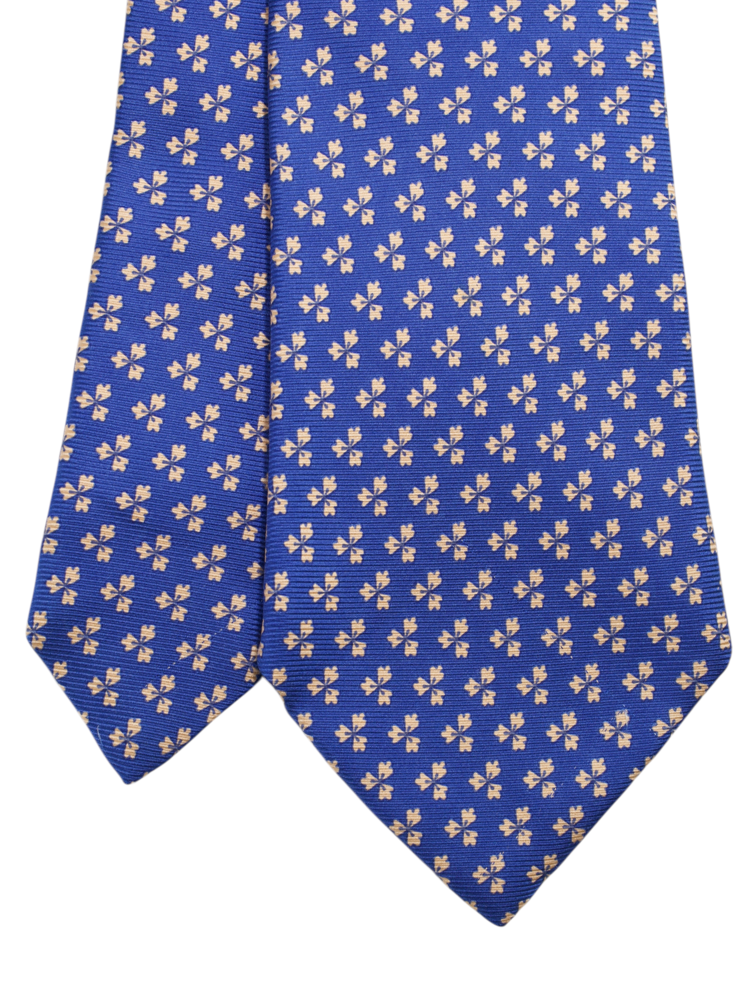 Luigi Borrelli 5-Fold Royal Blue & Pastel Orange Silk Clover Pattern Tie