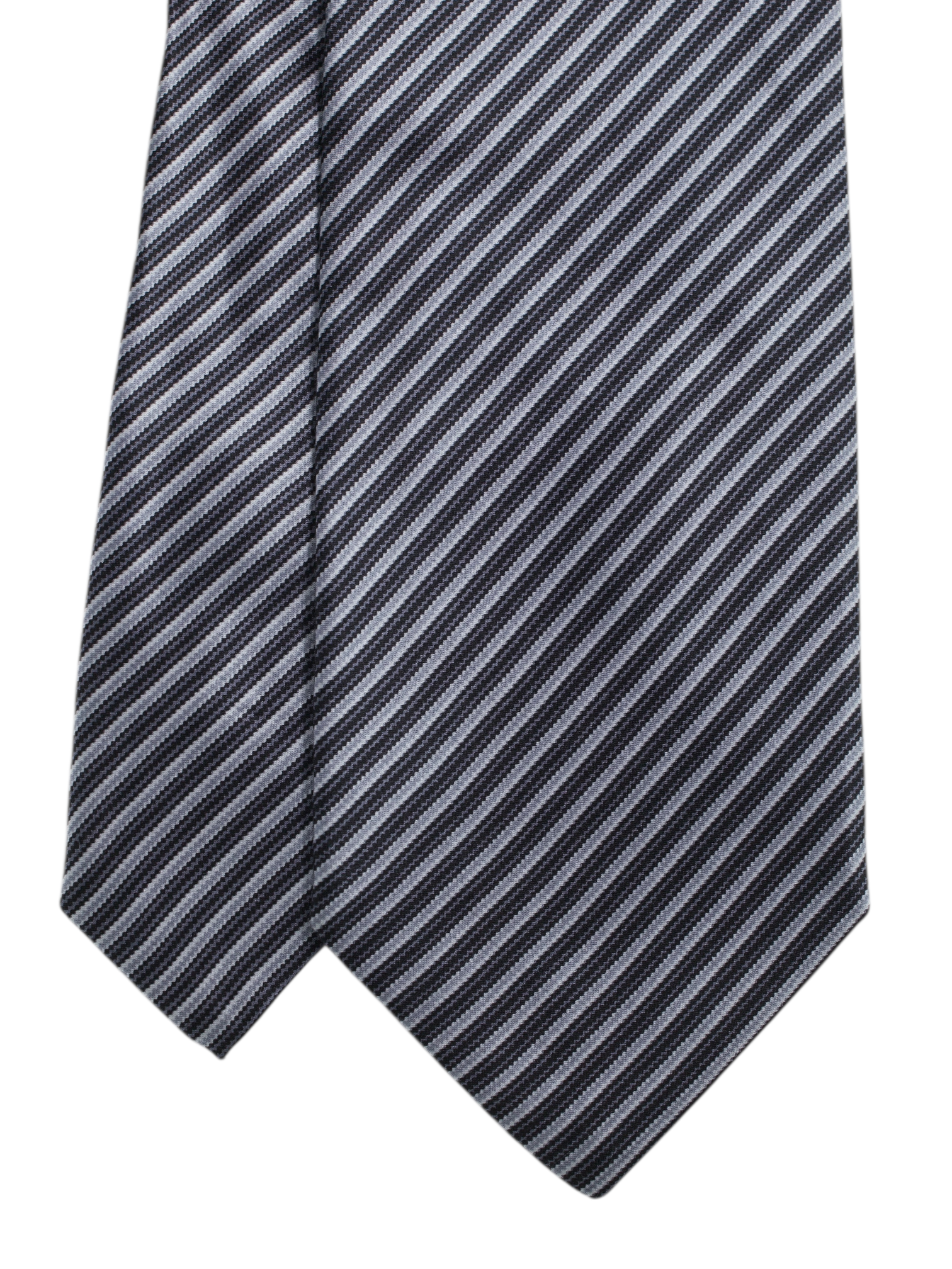 Brioni Black & Grey Madder Silk Multi-Striped Tie