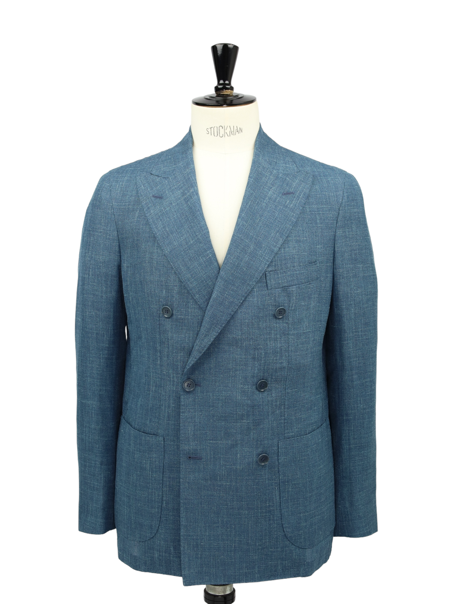 Loro Piana Petrol Wool, Silk & Linen "Summertime" Double-Breasted Jacket
