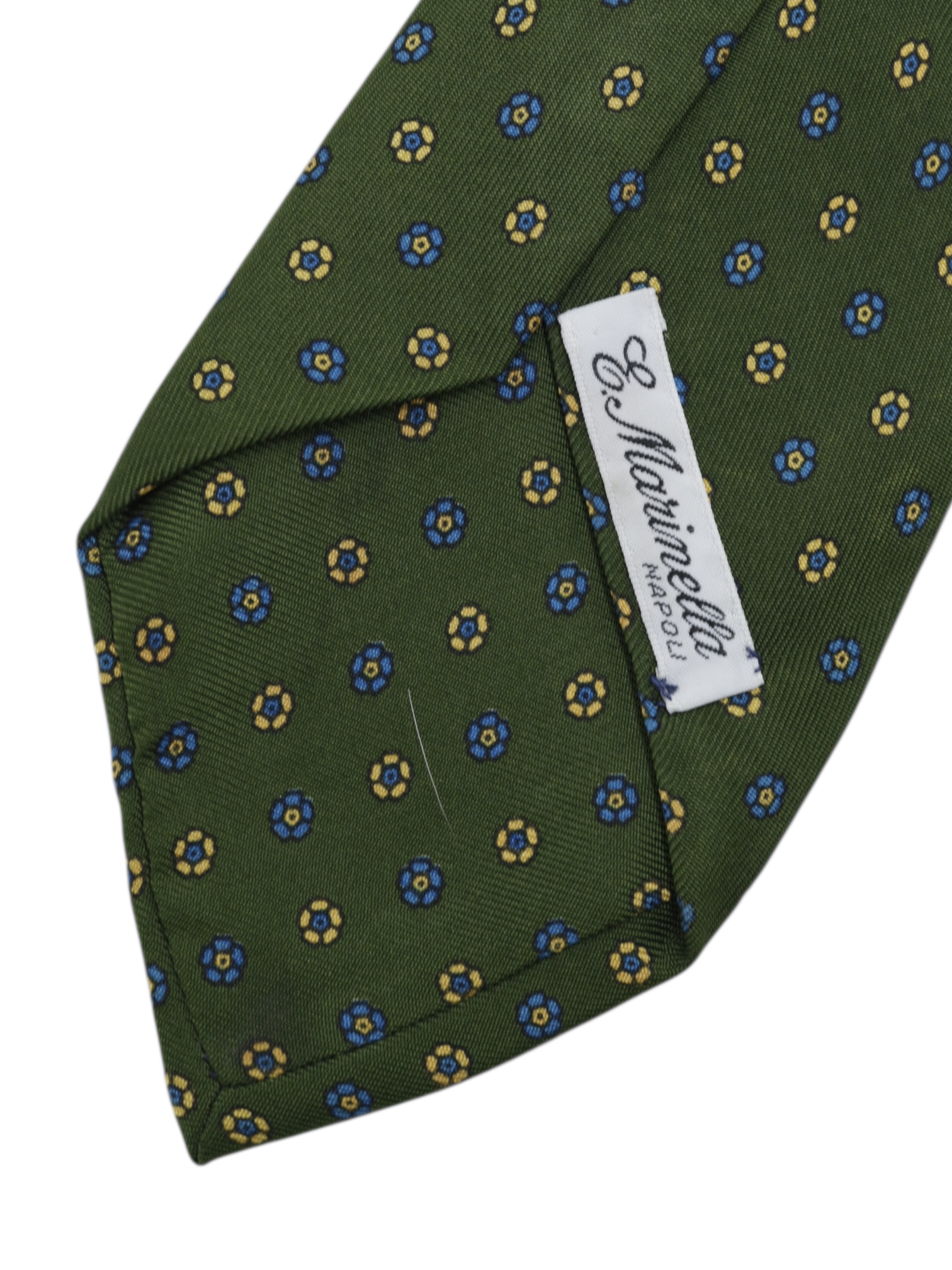 E.Marinella Green & Blue Silk Floral Pattern Tie