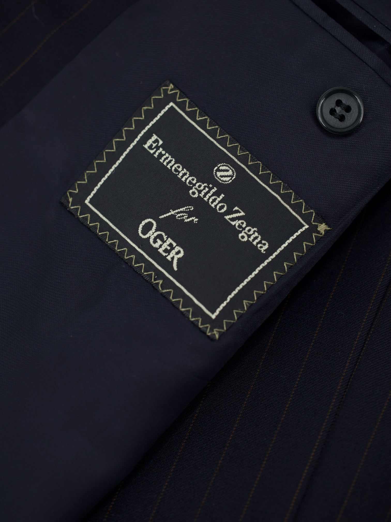 Ermenegildo Zegna Vintage Black & Brown Trofeo Wool Pinstripe Suit