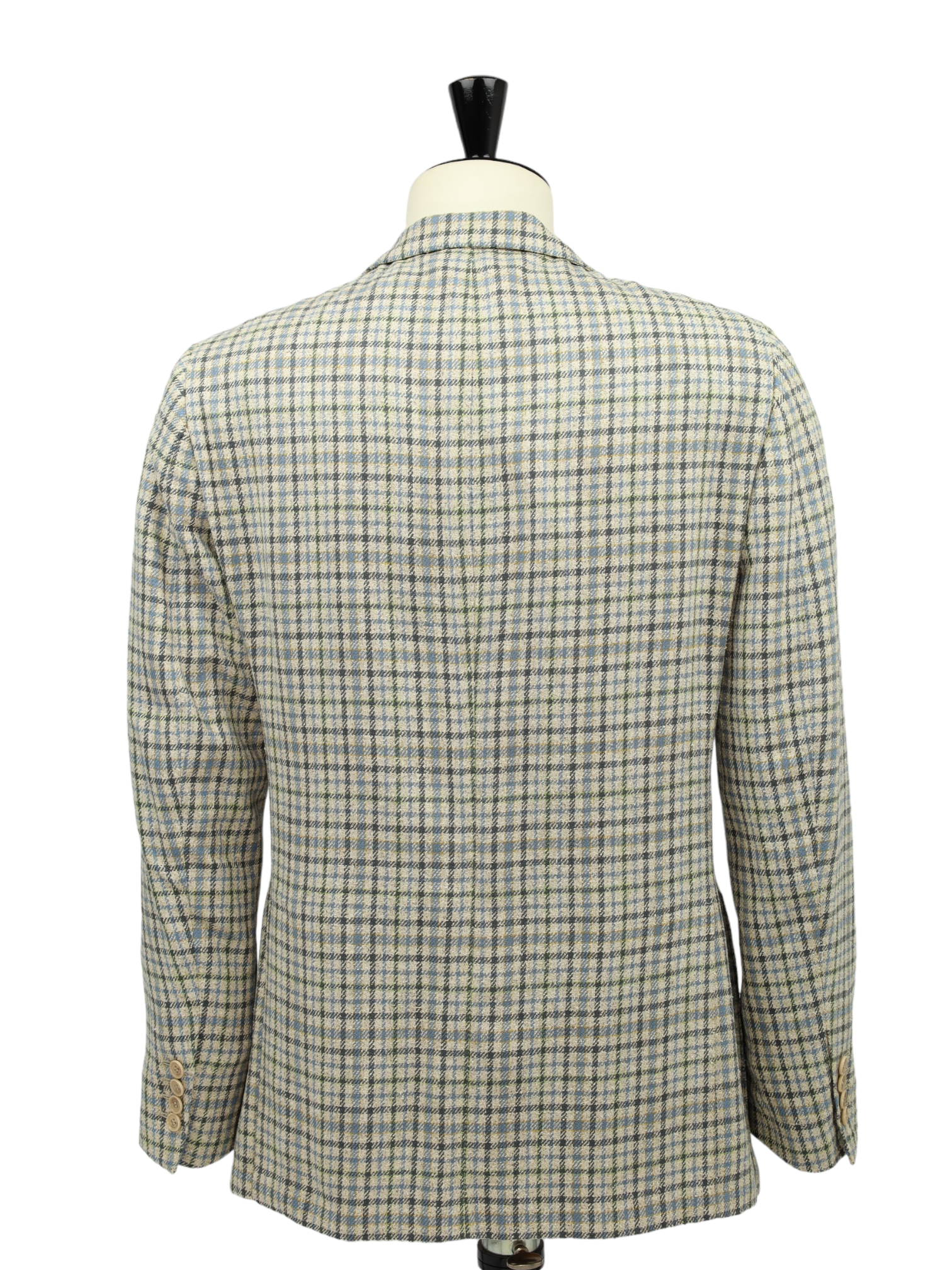 Loro Piana Sand & Turquoise Silk Gingham Check Jacket