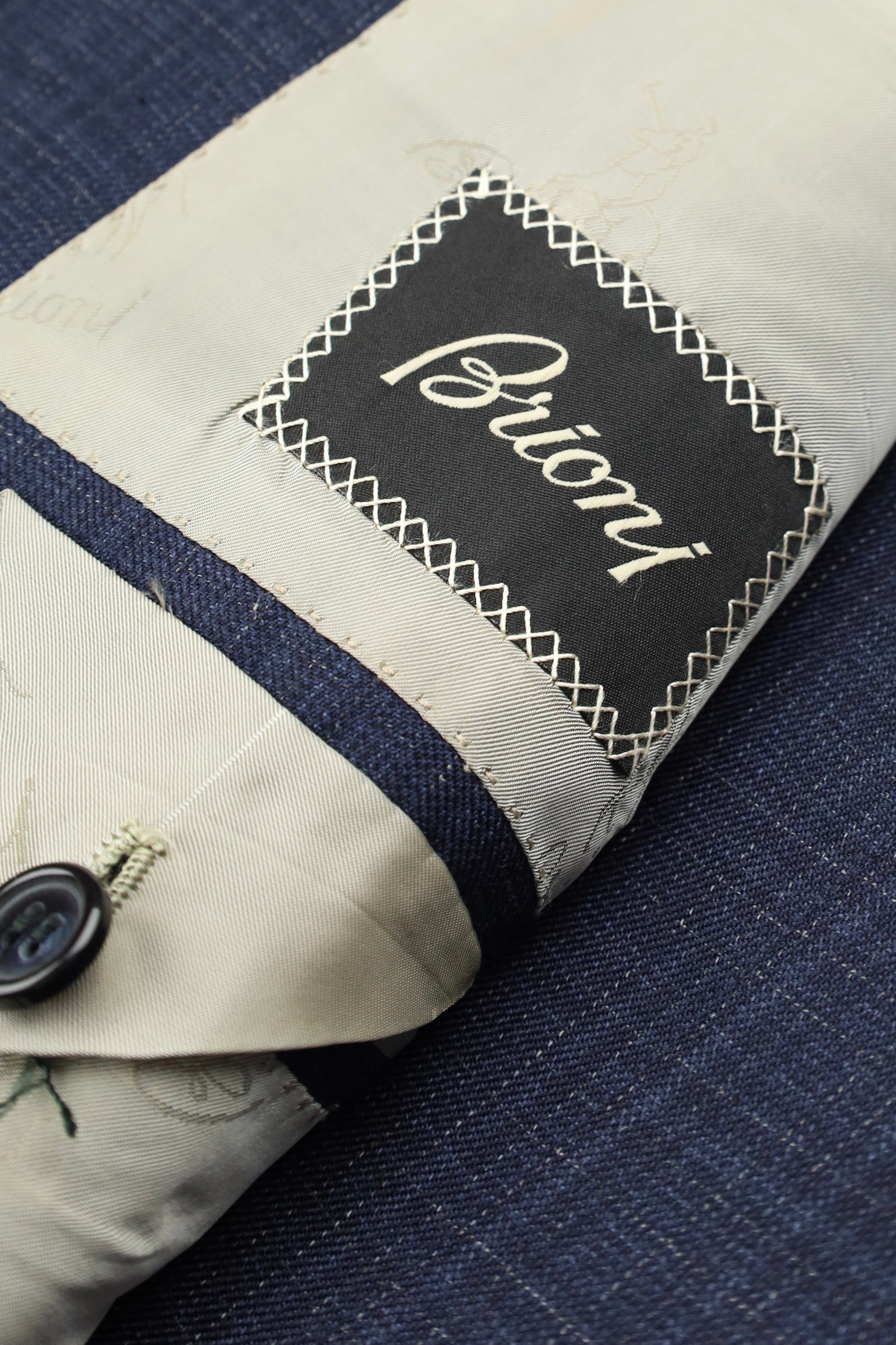 Brioni Blue Silk & Wool Check Colloseo Jacket