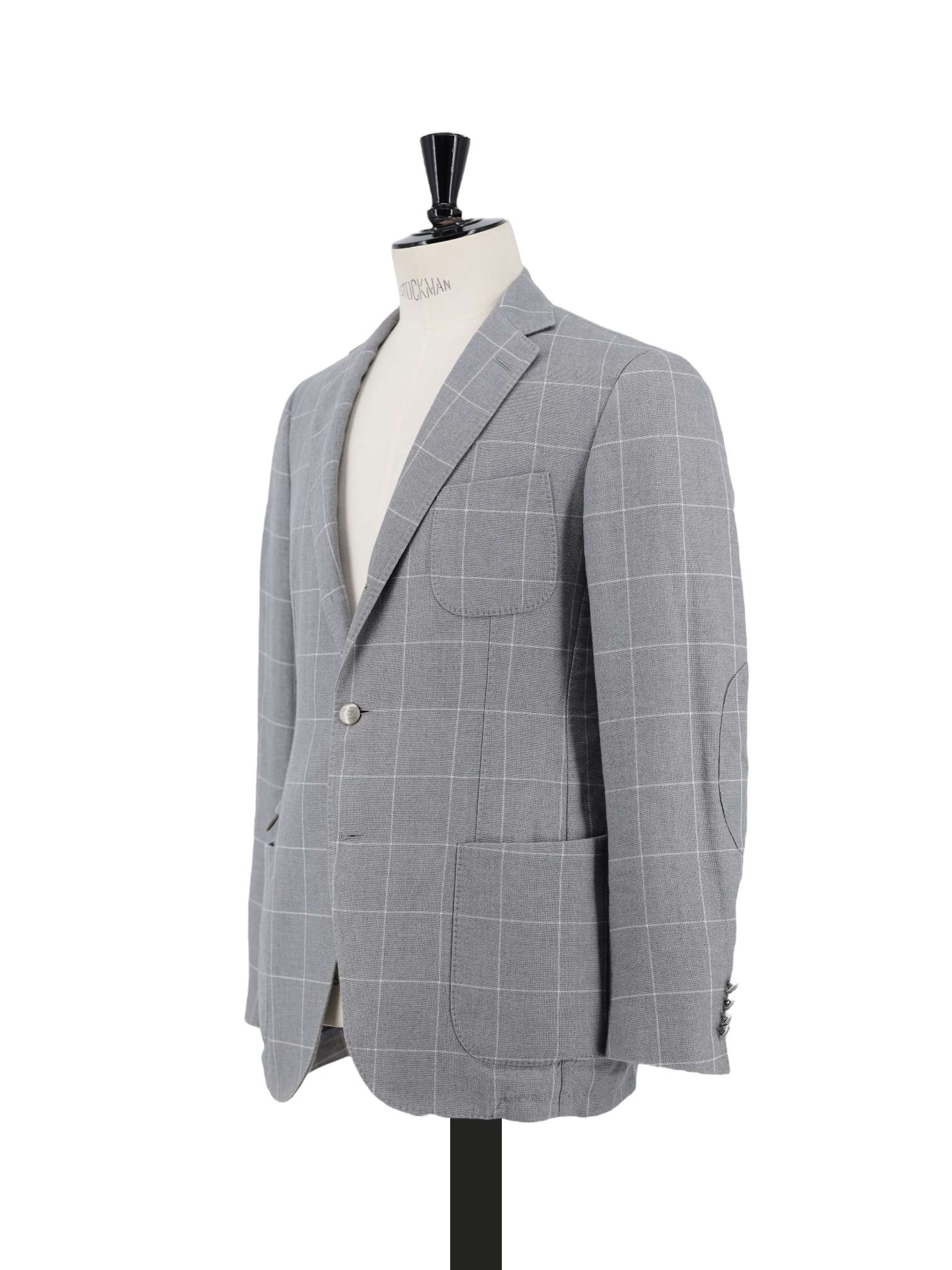 Ermenegildo Zegna Light Grey Linen & Cotton Windowpane Jacket