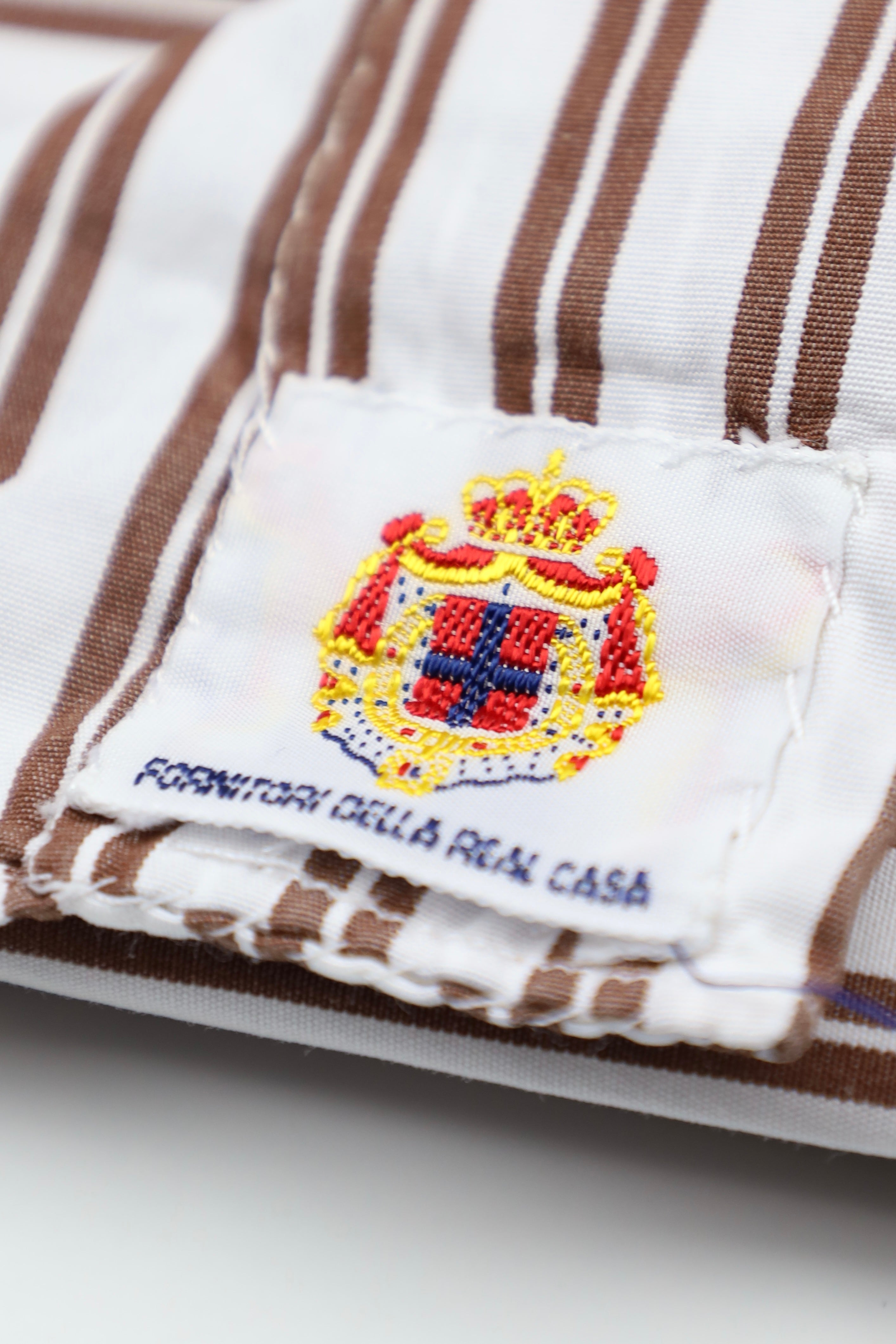 Luigi Borrelli White & Brown Cotton Stripe Shirt