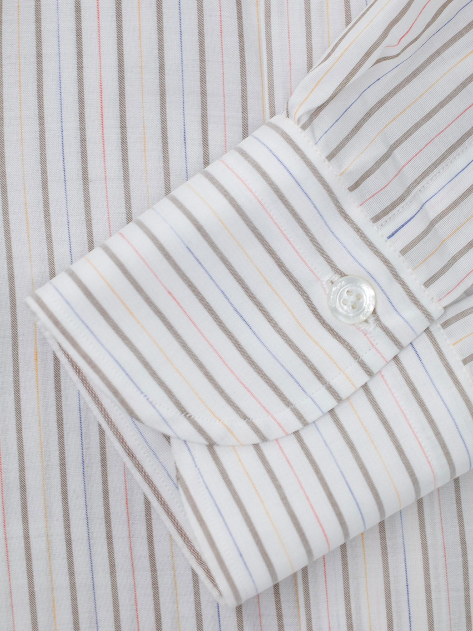 Finamore White & Multicolor Cotton & Linen "Carlo Riva" Summer Shirt