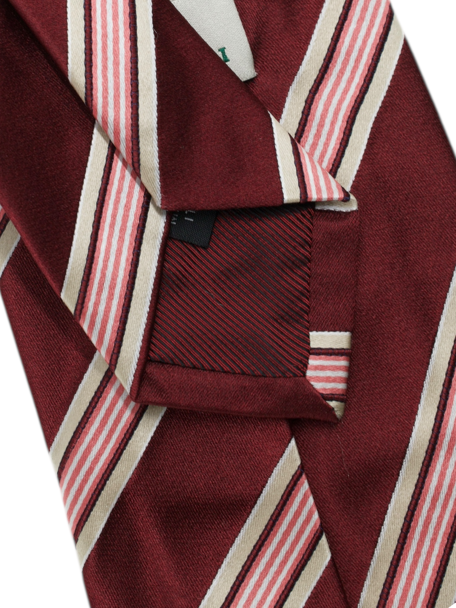 Luigi Borrelli 5-Fold Burgundy & Pink Multi-Striped Business Tie