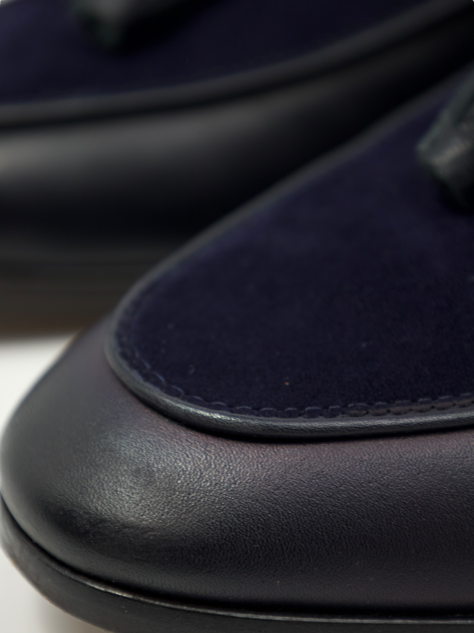 Canali Navy Calfskin & Velvet Tassel Loafer
