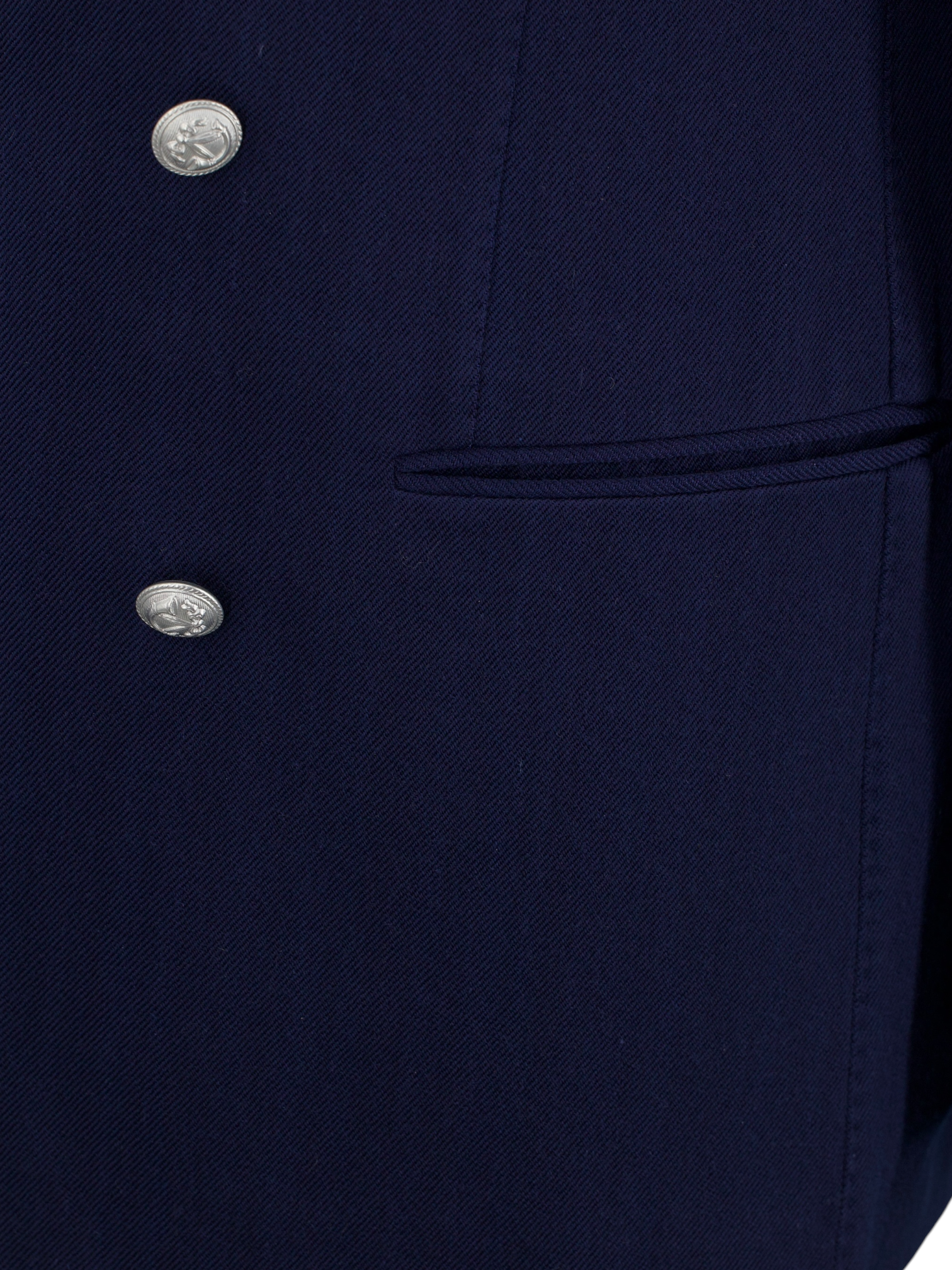 Stile Latino Marine Blue Double-Breasted Cotton-Twill Blazer Jacket