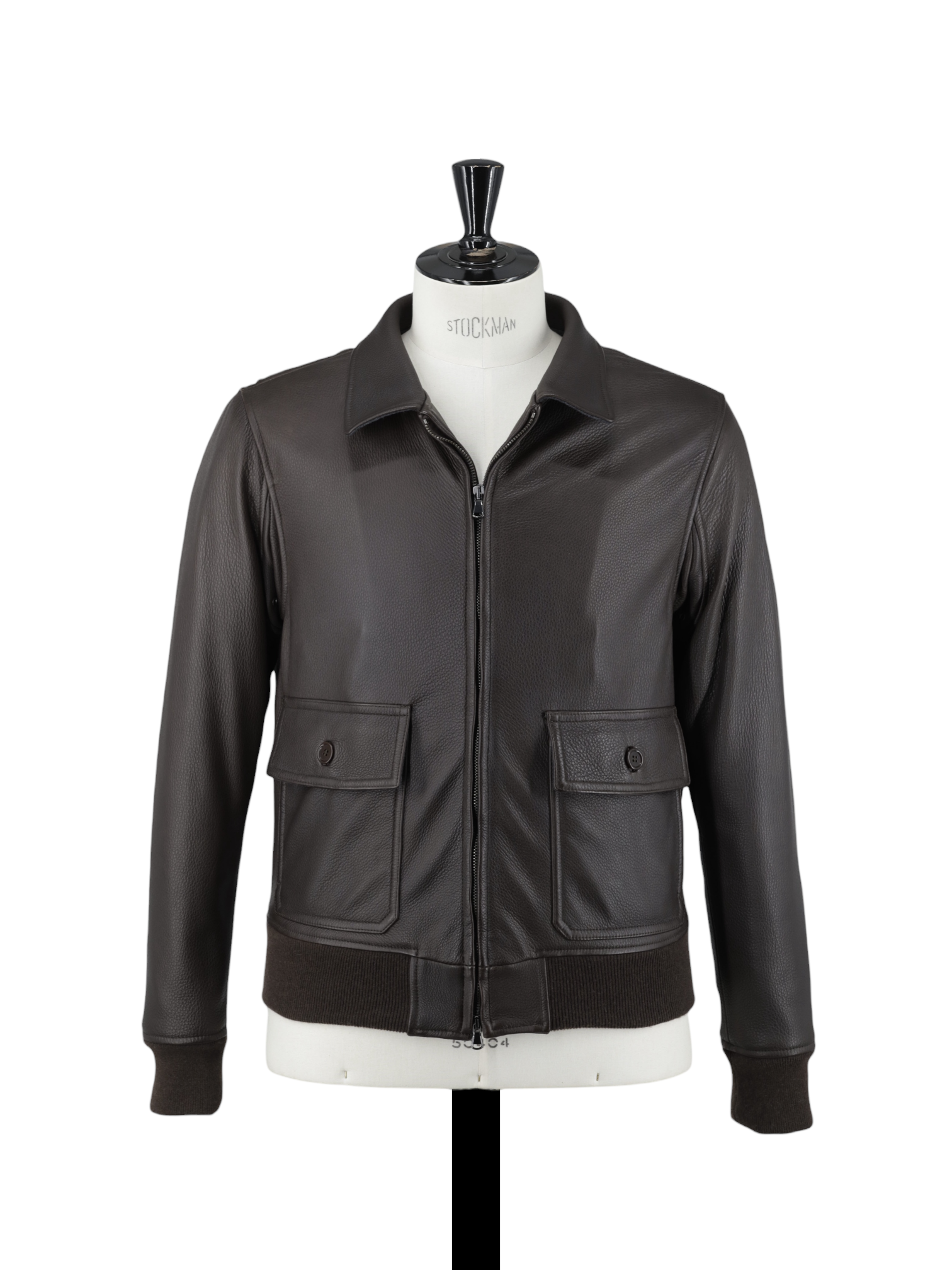 Doriani Dark Brown Grain Leather Blouson Jacket
