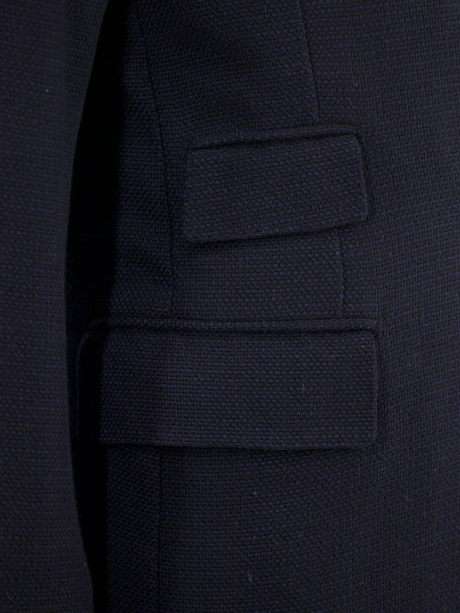 Cesare Attolini Navy Pure Cashmere Bicolor Micro-Pattern Covert Coat
