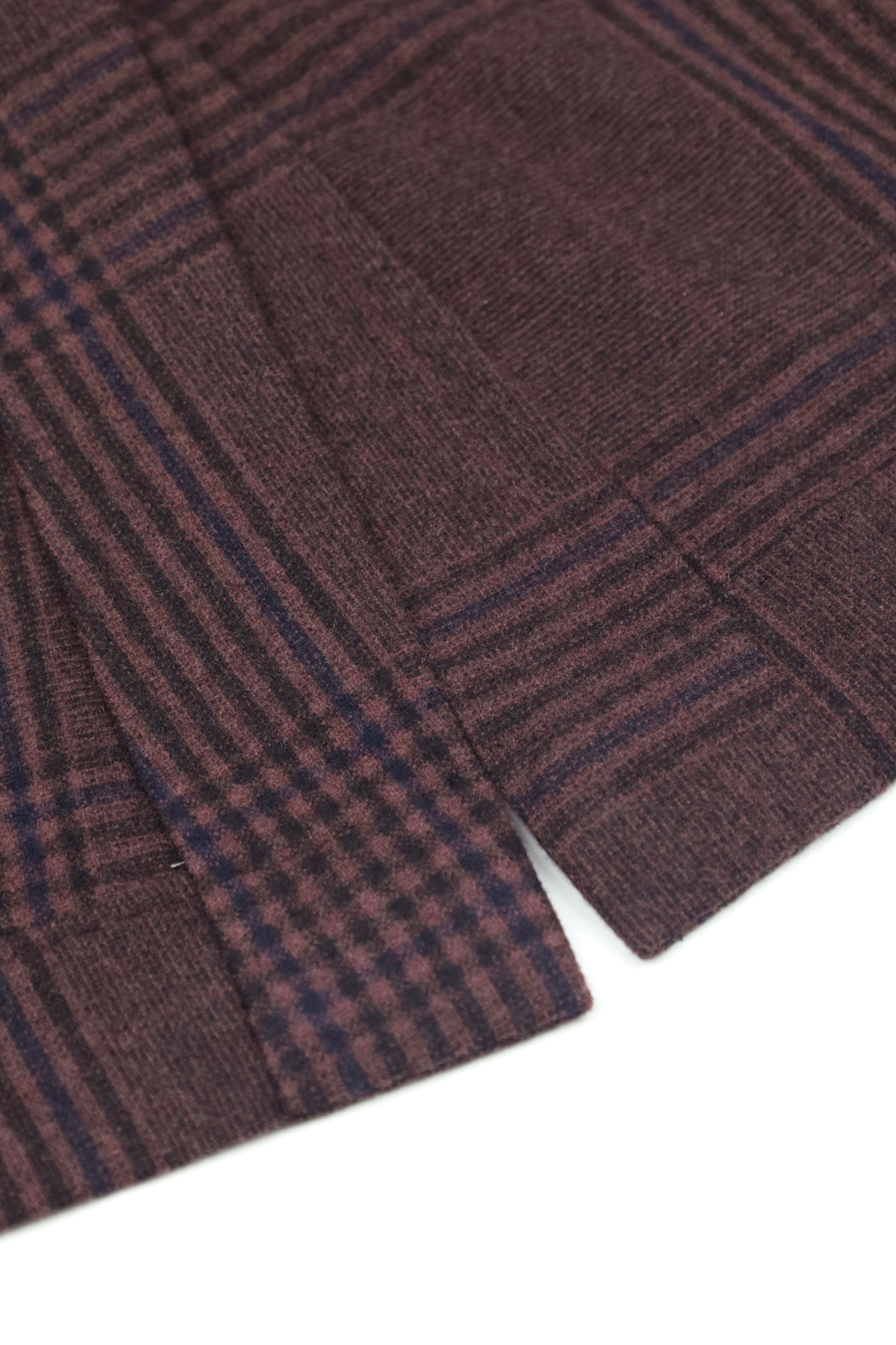 Brunello Cucinelli Castagne Brown Wool & Cashmere Glenplaid Jacket