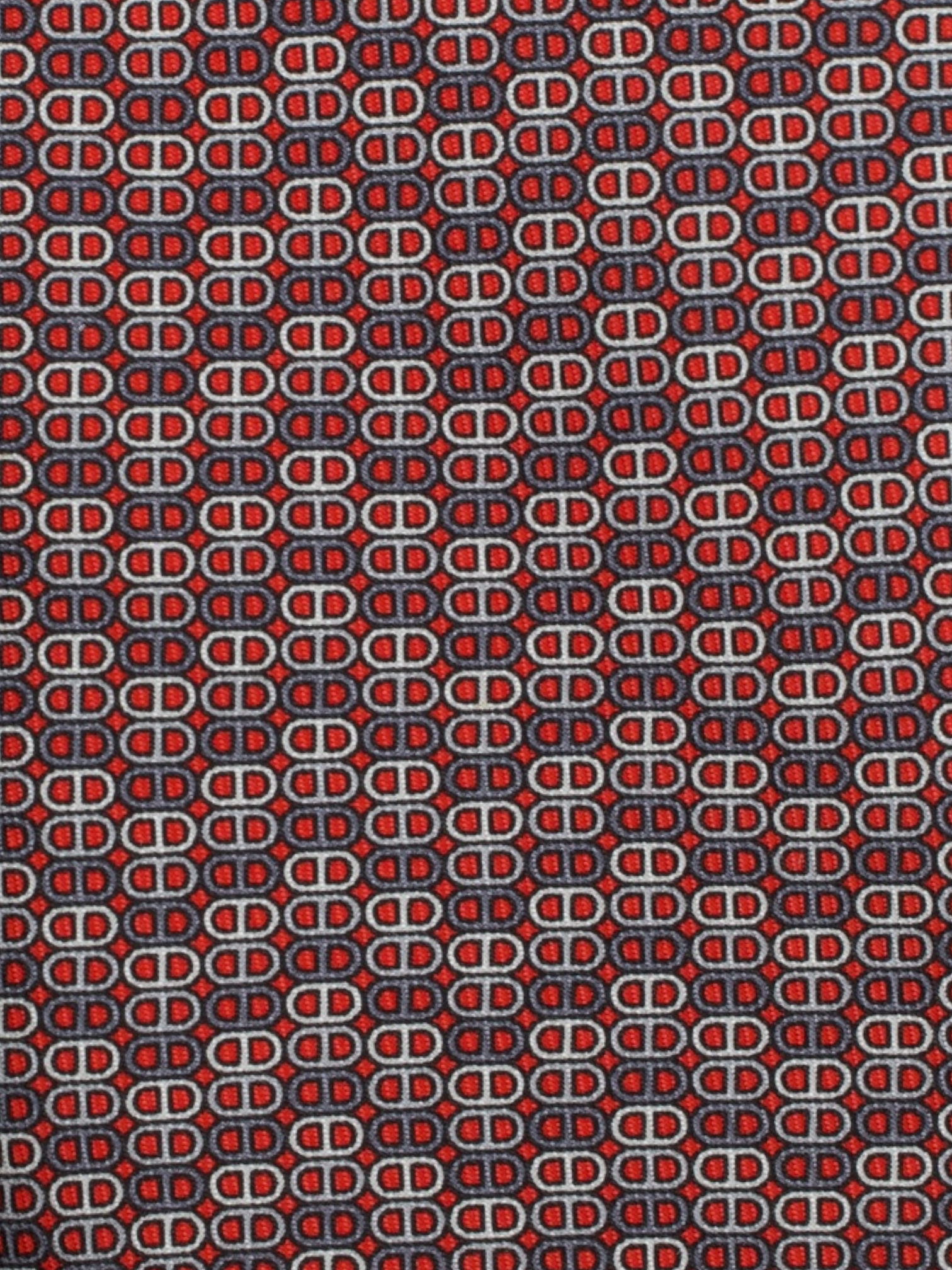 Hermès Blue & Red Silk Foulard Pattern Tie