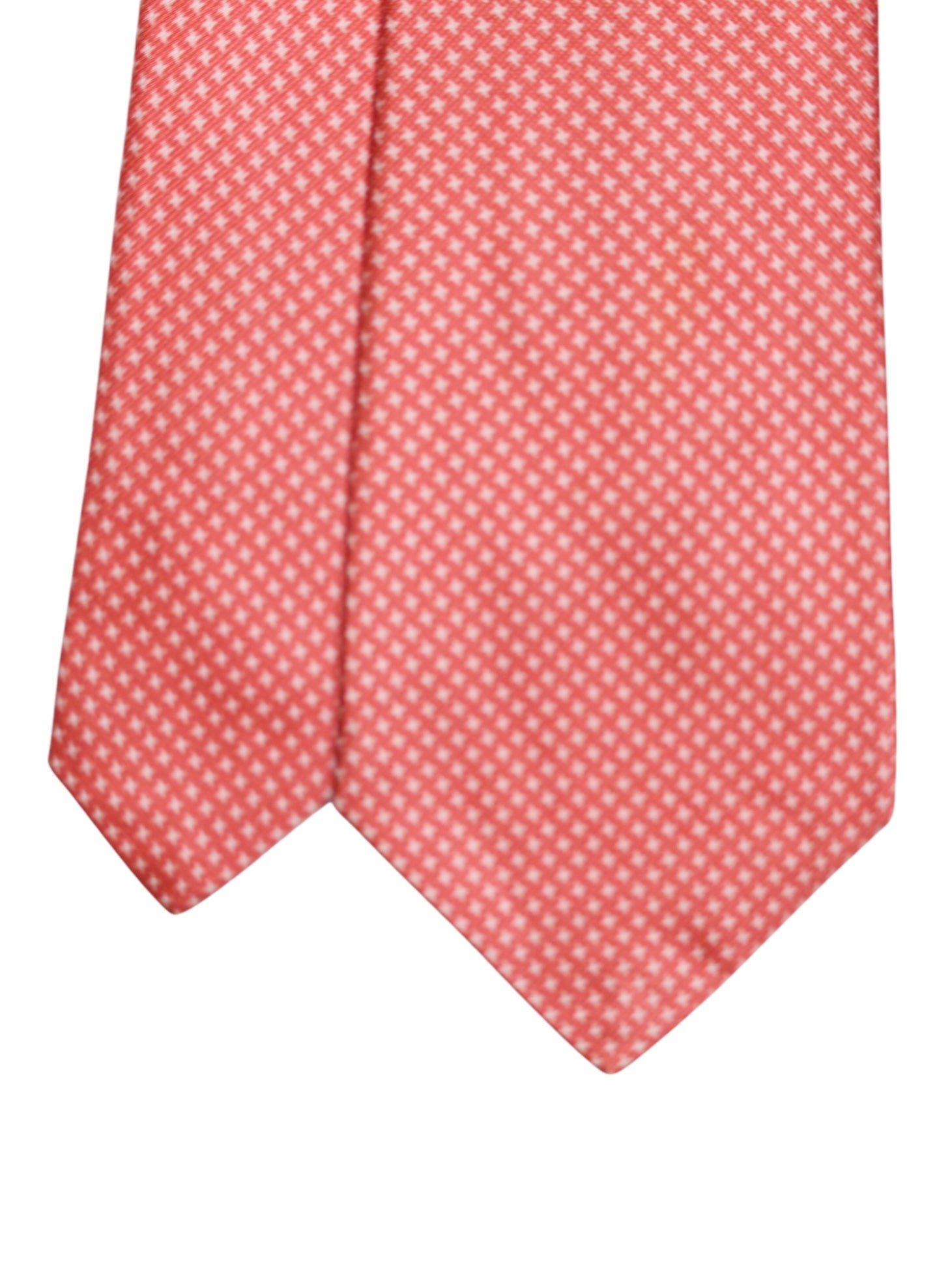 Kiton 5-Fold Coral Red Silk Puppytooth Tie