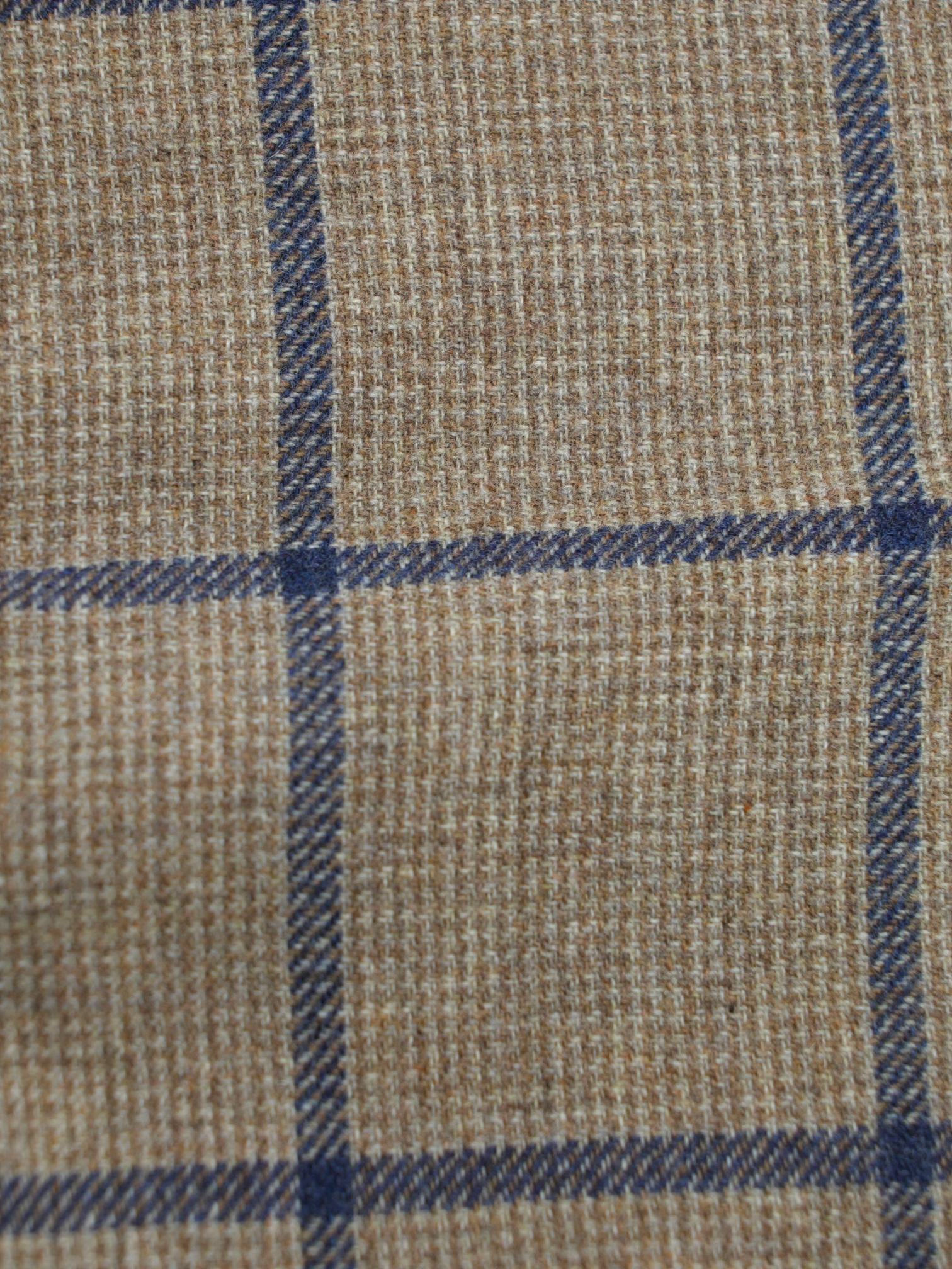 Stile Latino Light Brown & Blue Wool & Cashmere Windowpane Jacket