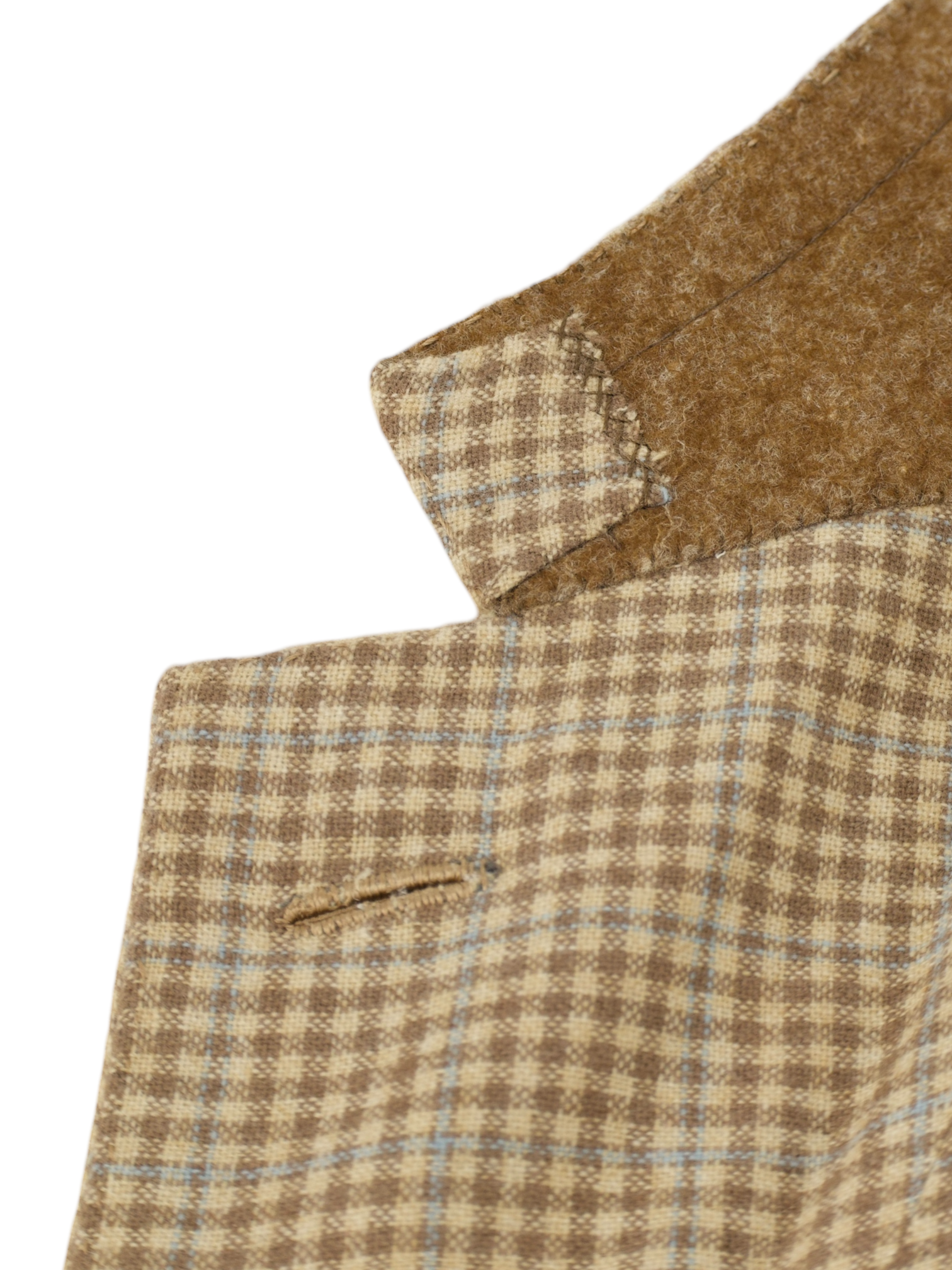 Brioni Light Brown & Light Blue Pure Cashmere Overcheck Senato Jacket