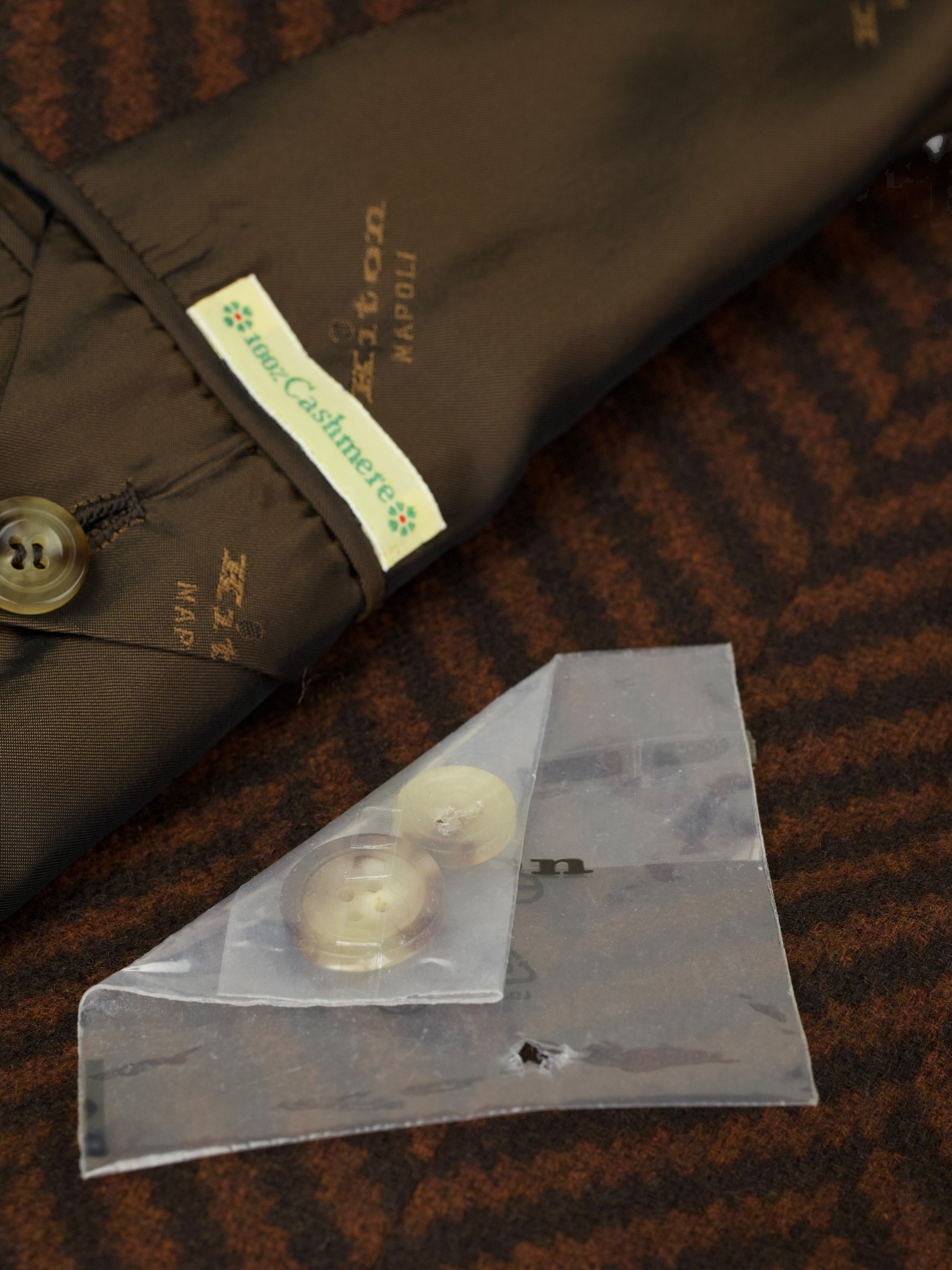 Kiton Castagne Brown Pure Cashmere Zig-Zag Jacket