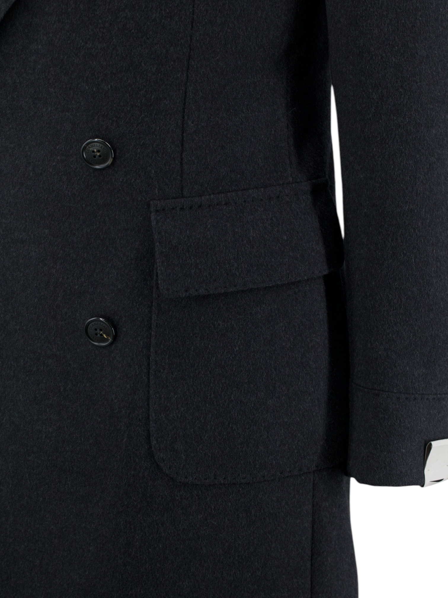 Corneliani Dark Grey Double-Breasted Virgin-Wool Polo Coat