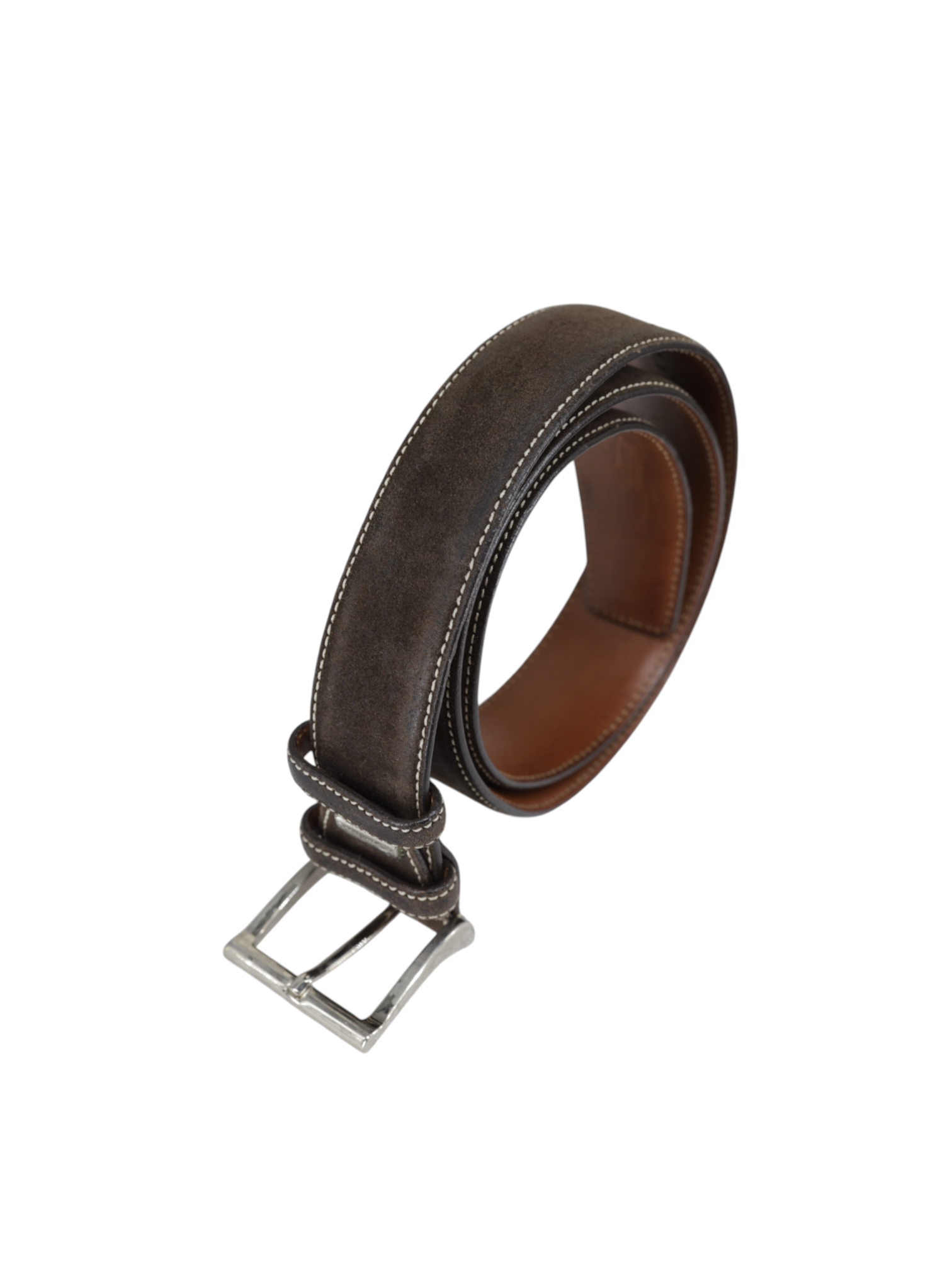 Santoni Dark Brown Suede City-Sole Double Monk + Belt