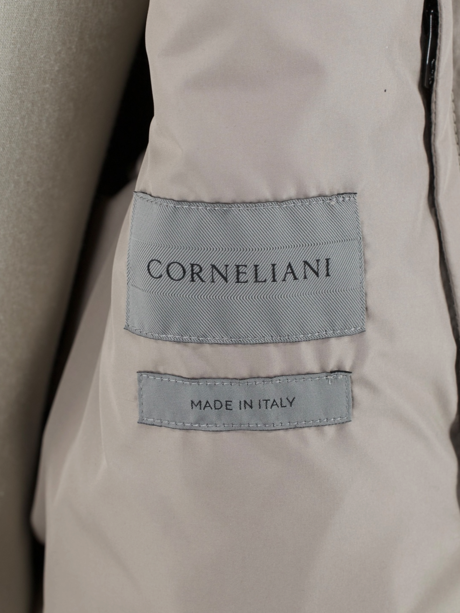 Corneliani Taupe Lambskin & Knitted Wool-Cashmere Bomber Jacket