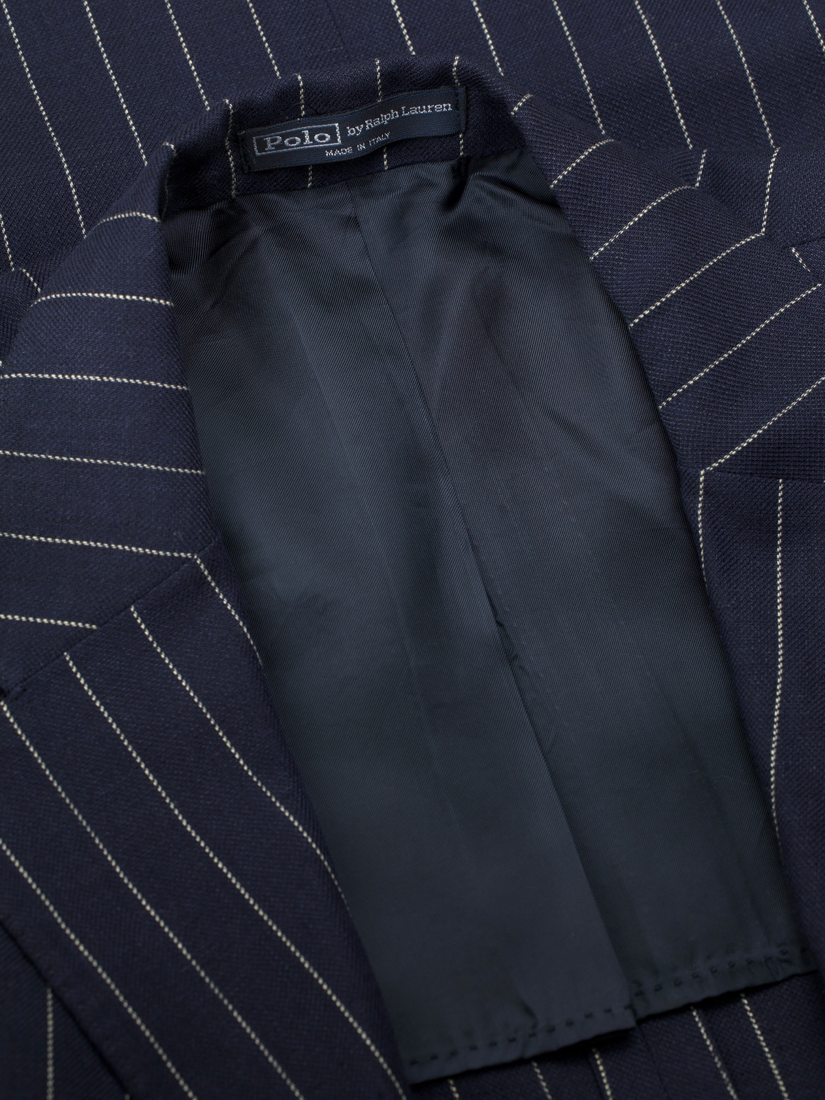 Ralph Lauren Navy Linen & Wool “Made in Italy” Pinstripe Jacket