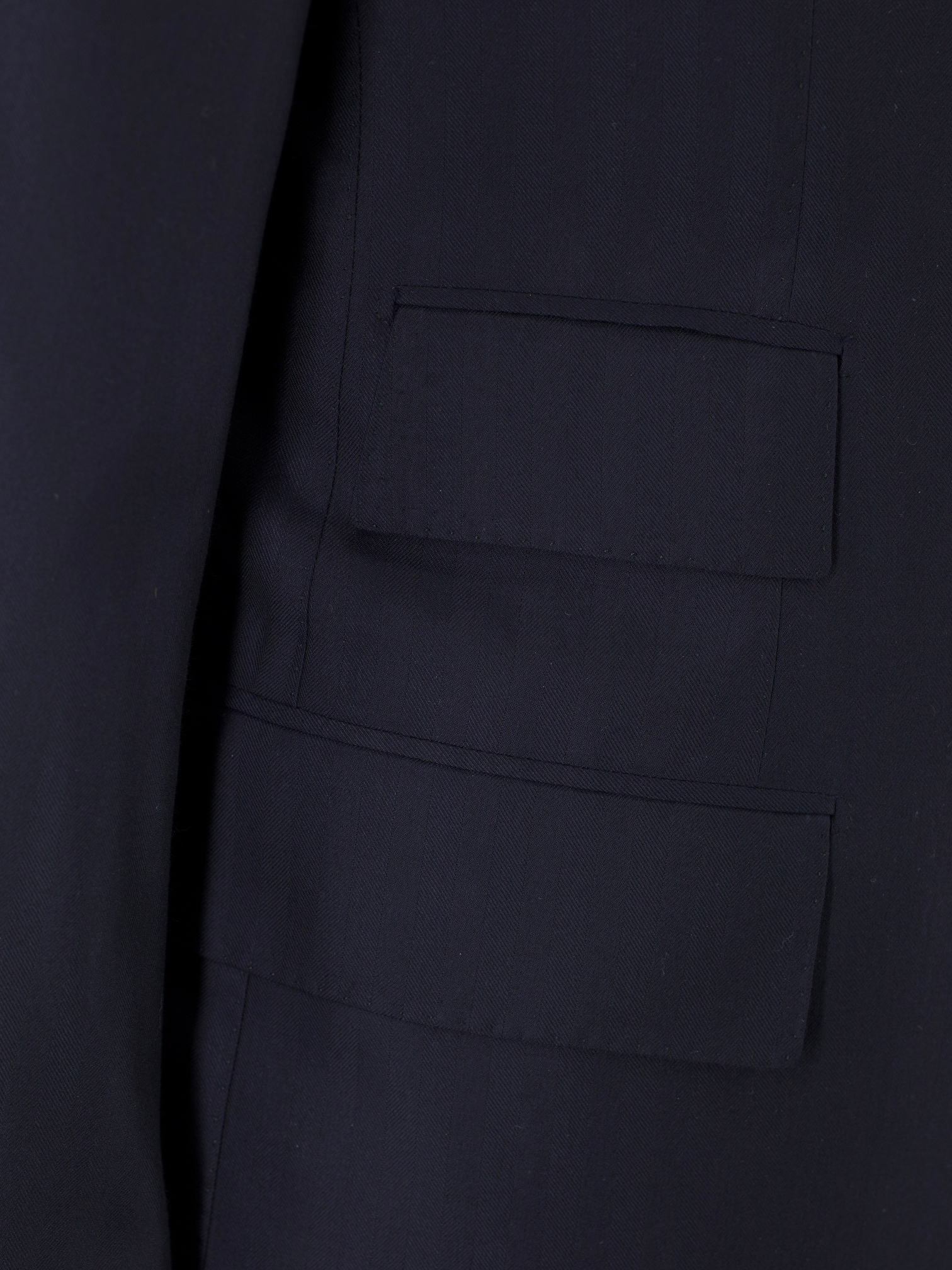 Cesare Attolini Deep Navy Super 210's Shadow-Herringbone Suit