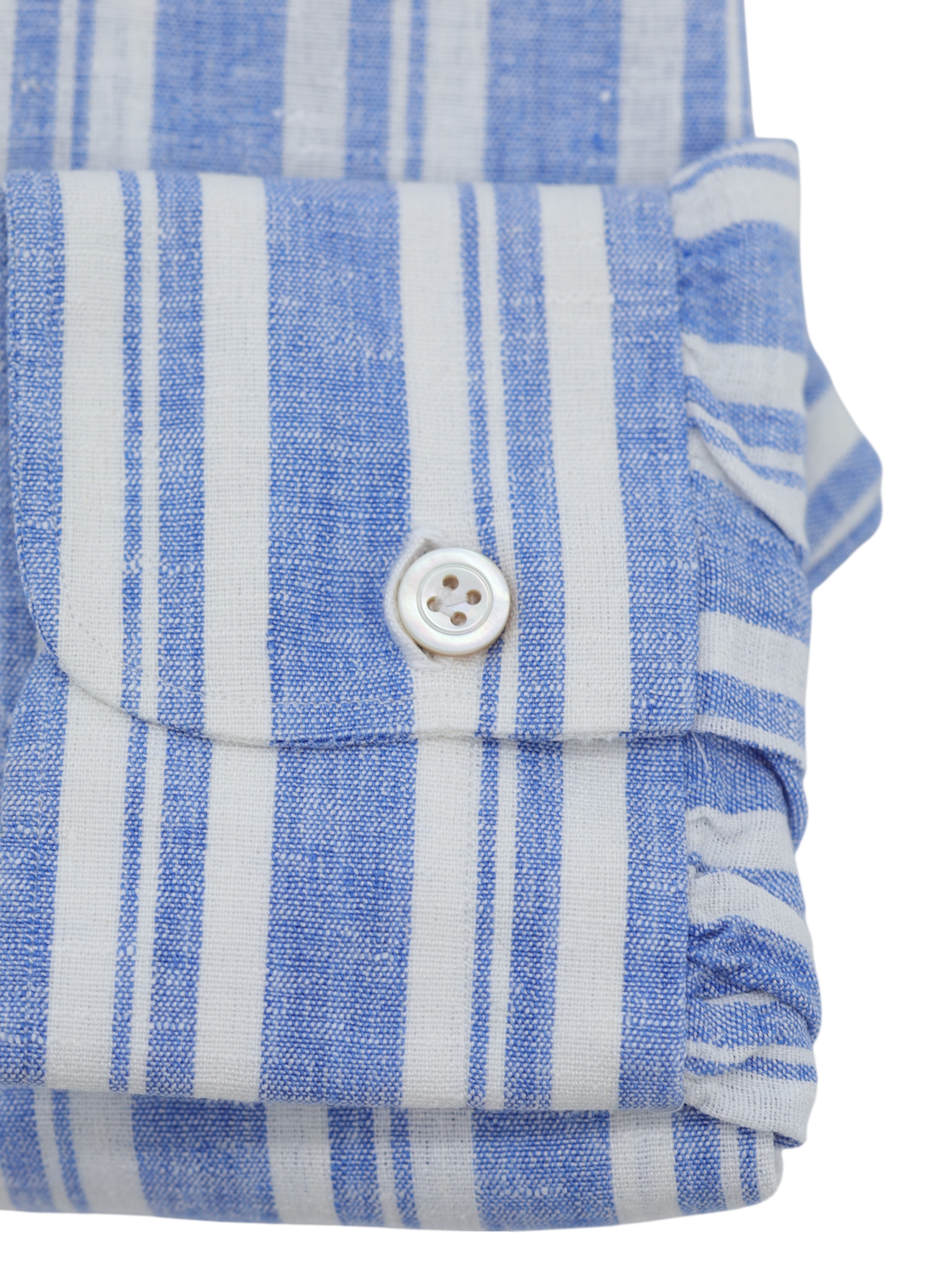 Kiton Light Blue & White Pure Linen Multi Stripe Summer Shirt